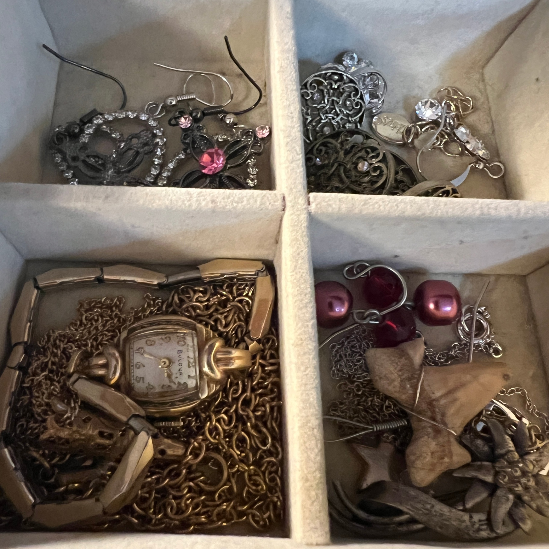 Box of Costume Jewellery Smaller Items Earrings Watch  - image 3 of 5