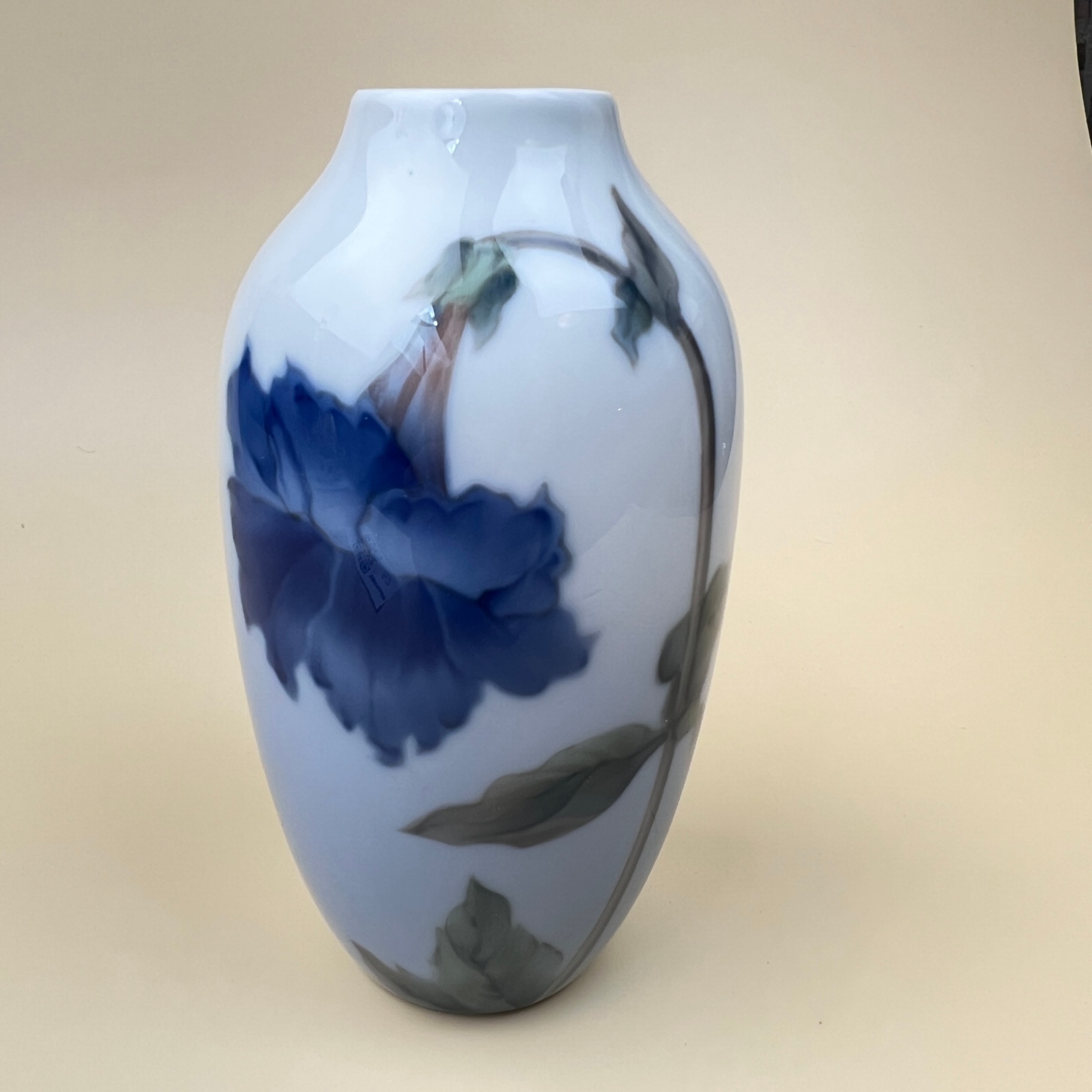 Royal Copenhagen Denmark Signed Numbered Vase Blue Trumpet Flower - image 3 of 7