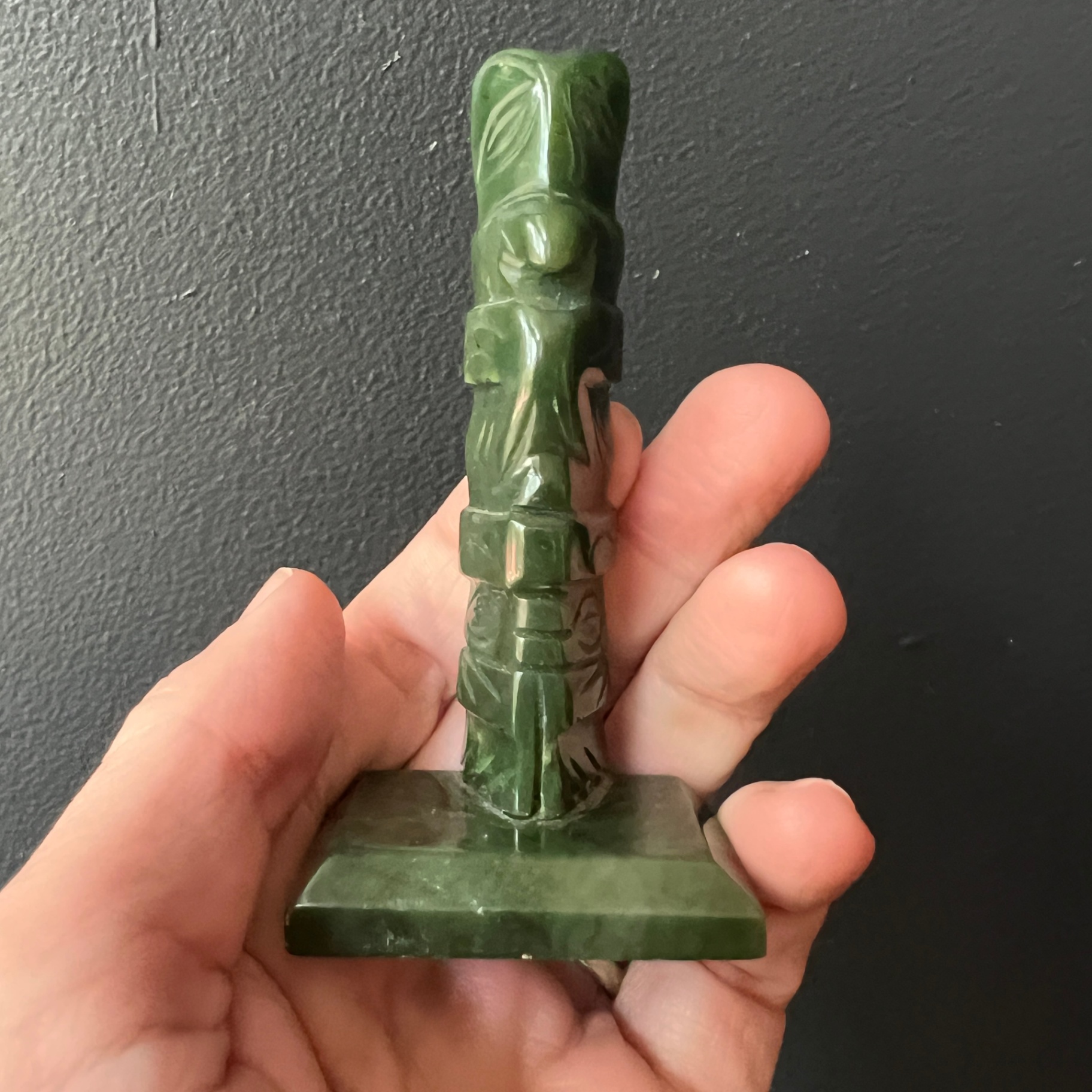 Aventurine Jade Totem Pole Carved Indigenous First Nations Design - image 6 of 7