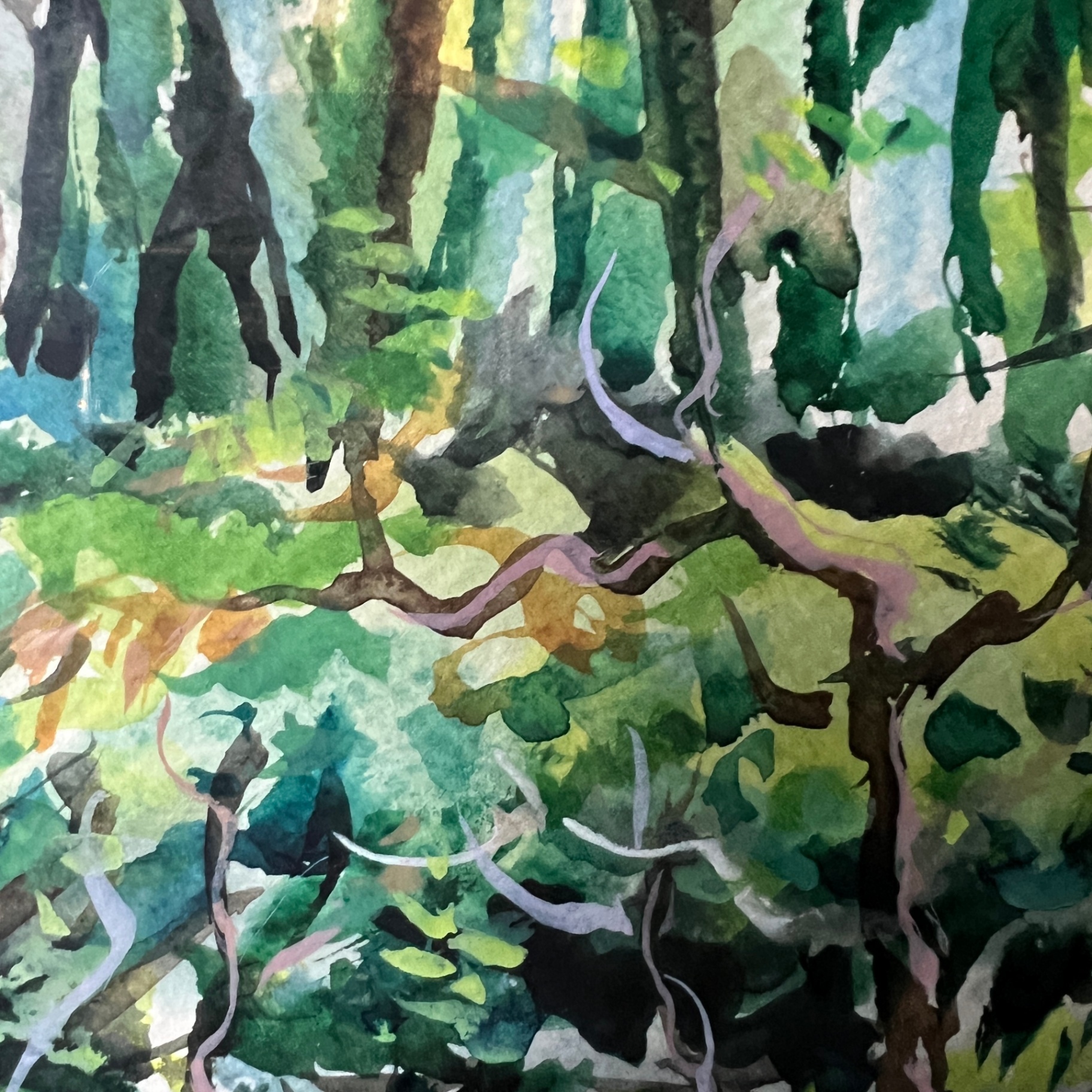 Framed Watercolour Muskoka 12 Mile Woods Original Canadian Art Painting - image 3 of 5