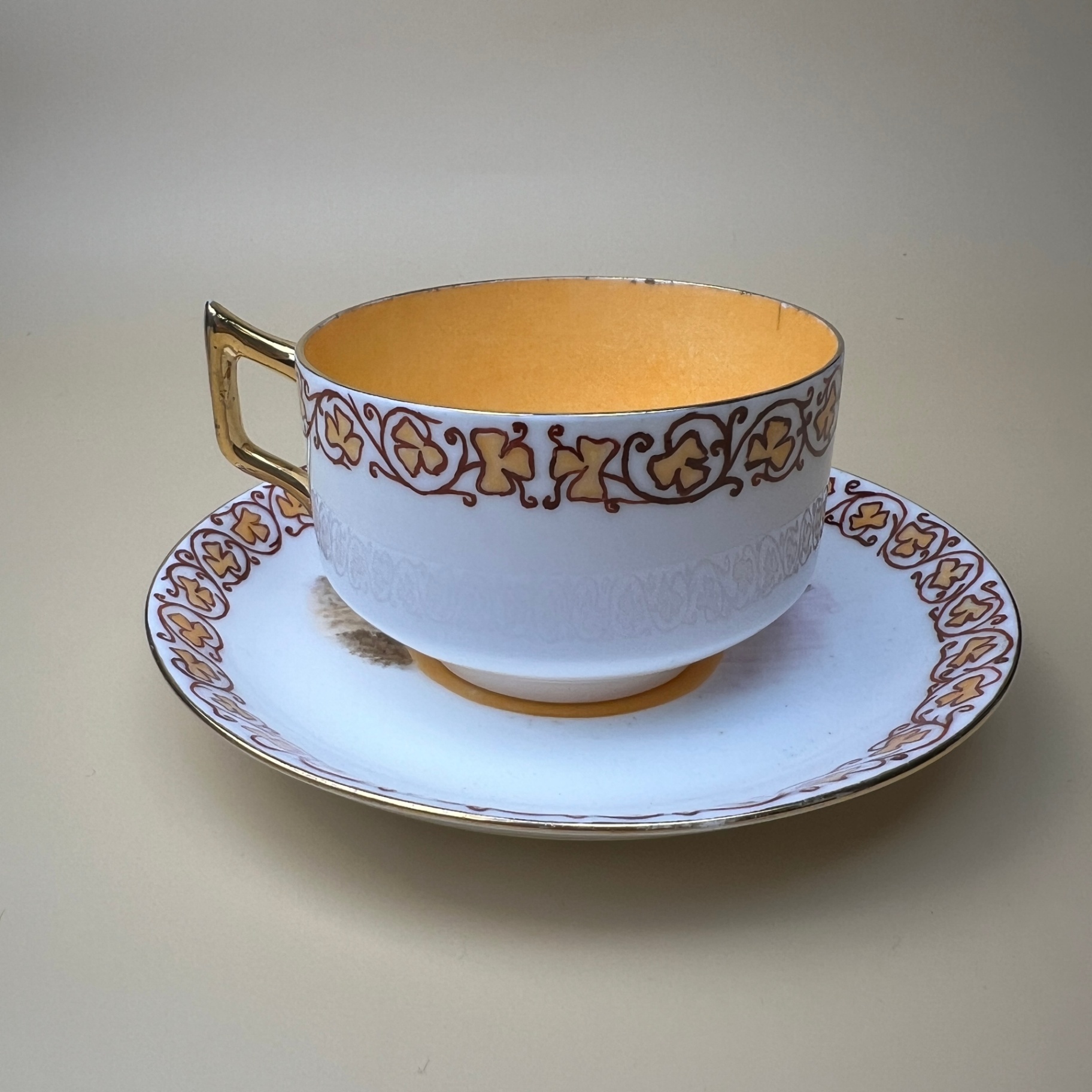 Teacup With Irish Theme Hand Painted 1891 Signed Shamrock Decor Victorian Era - image 4 of 7