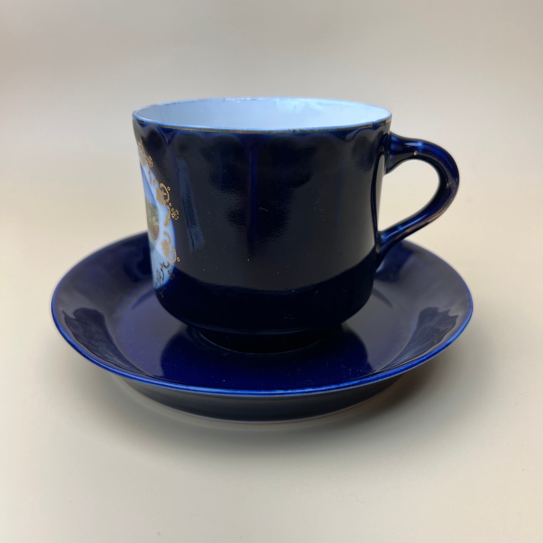 1800s German Porcelain Souvenir Mug Cobalt Blue  - image 2 of 8