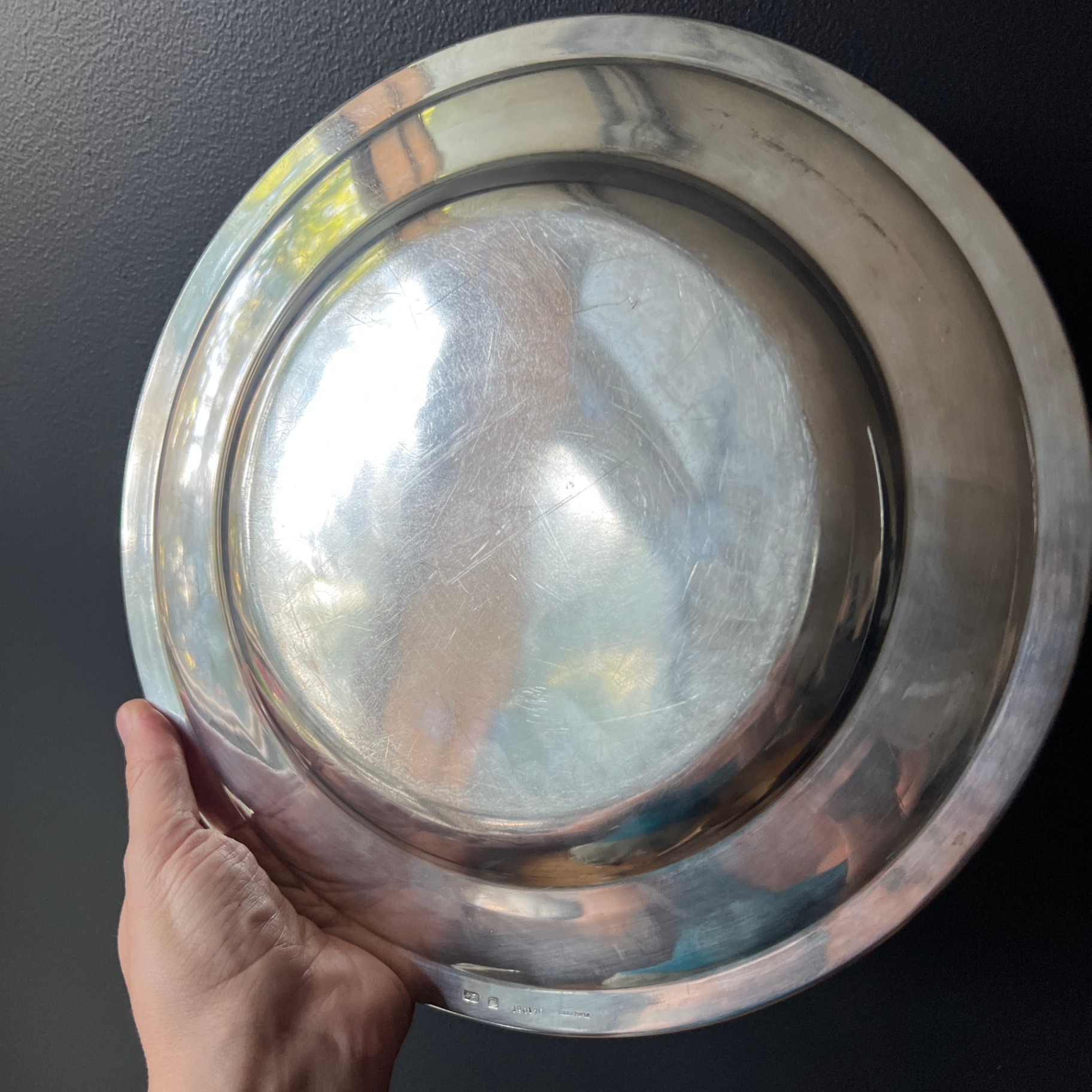 Christofle France Silver Plate Platter EB Monogram Stamped Heavy - image 8 of 9