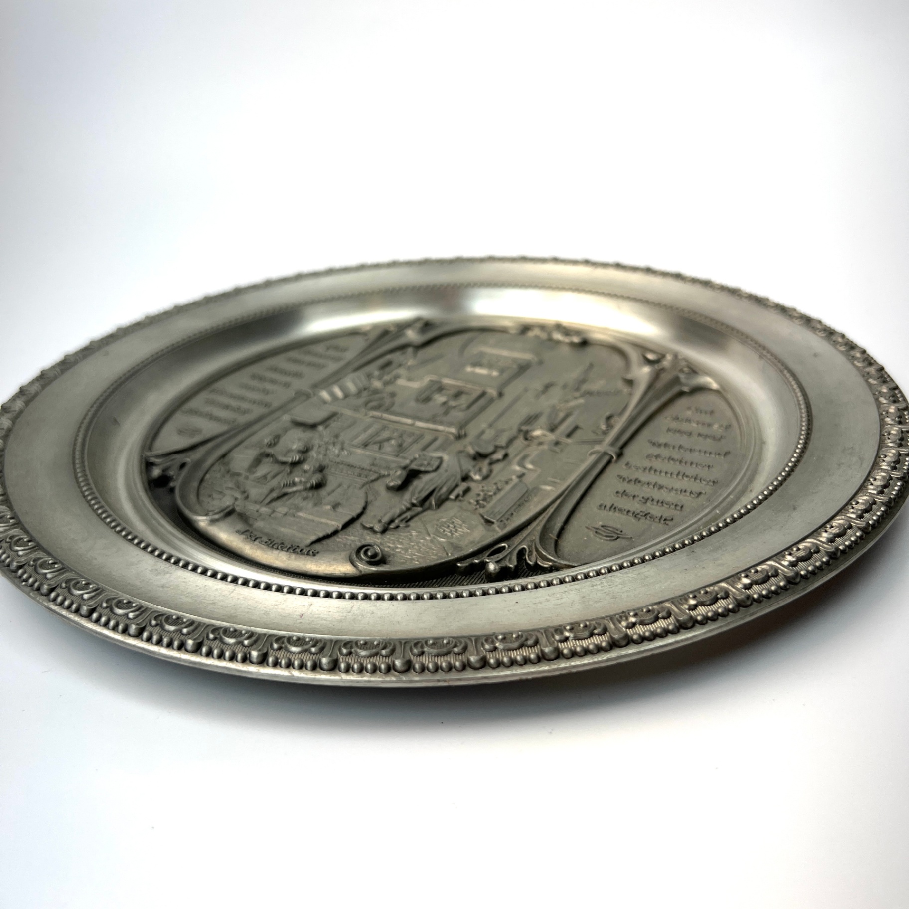 WMF Zinn Gesch Pewter The Postman Der Briefbote Pewter Plate 10 Inch Vintage - image 6 of 6