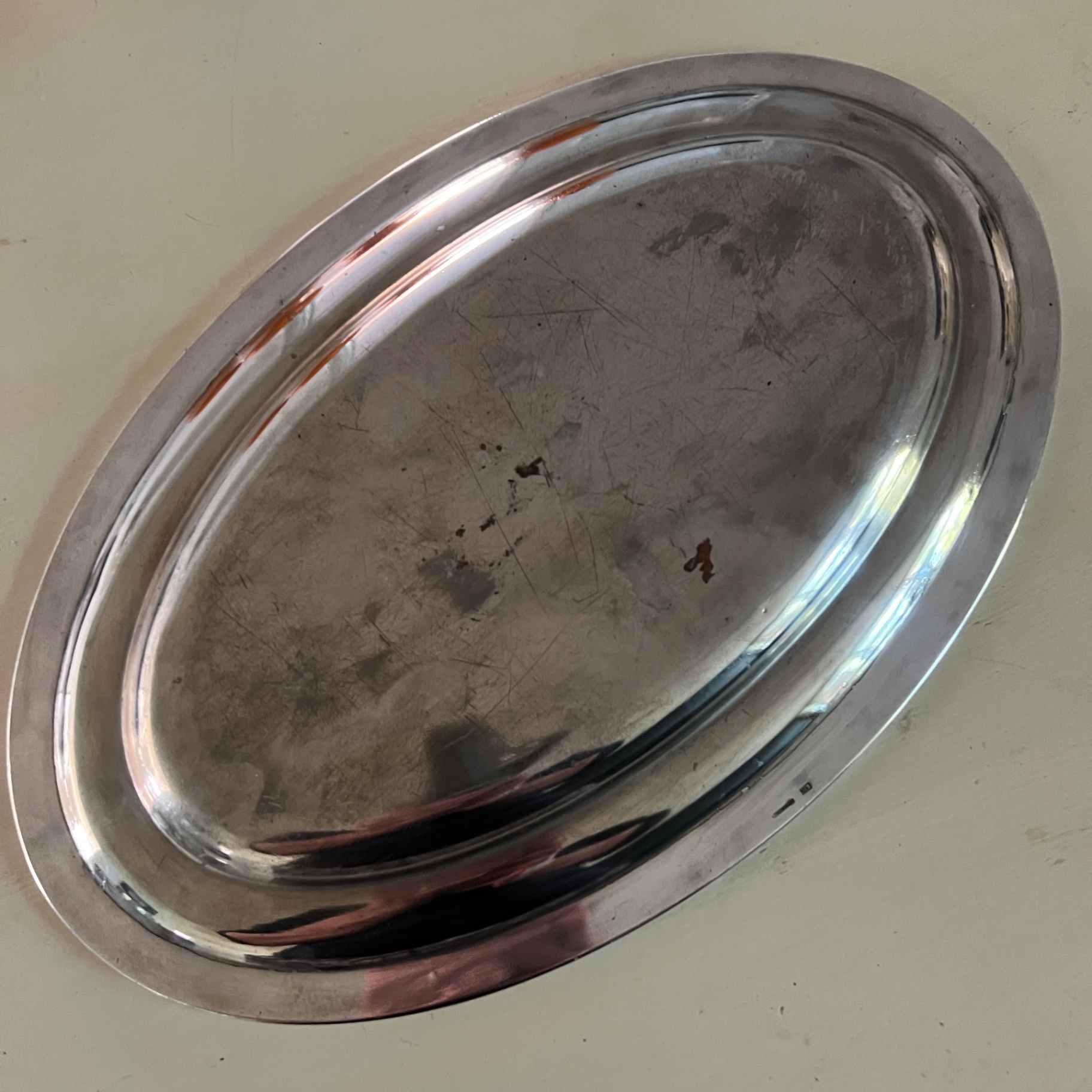 French Silver Plate Metal Blanc Oval Tray Vintage Heavy  - image 3 of 9
