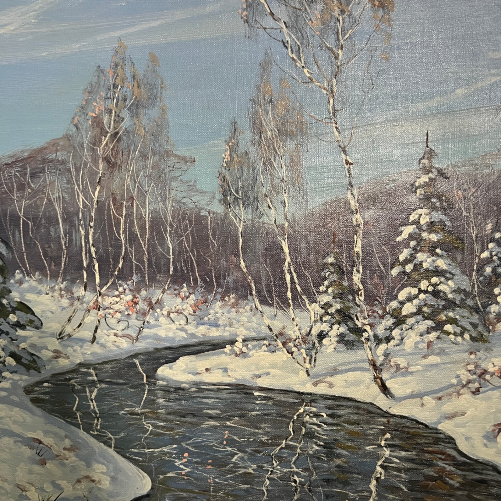 Listed Artist Ejnar Thornvig Original Painting Winter Scene - image 7 of 9