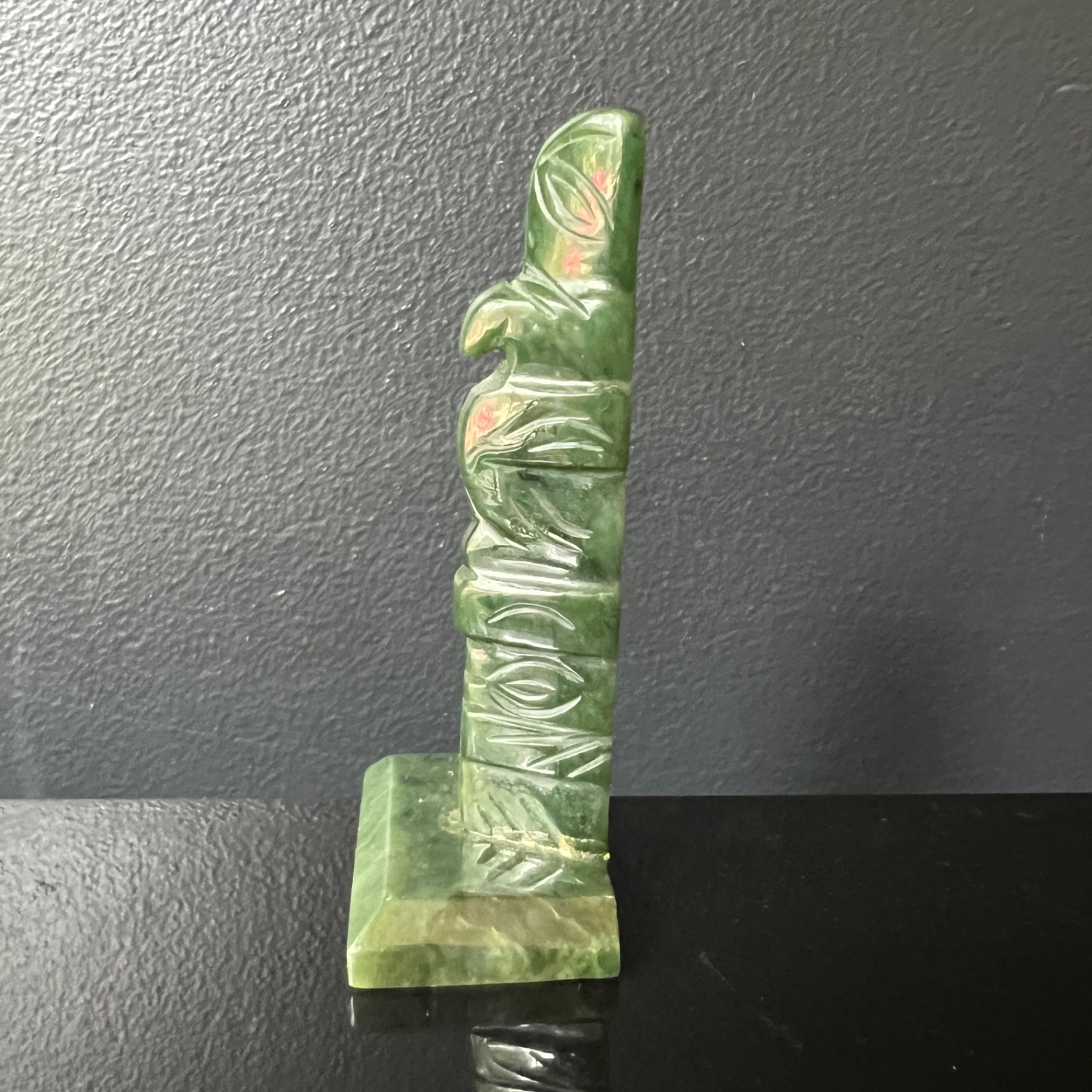Aventurine Jade Totem Pole Carved Indigenous First Nations Design - image 3 of 7
