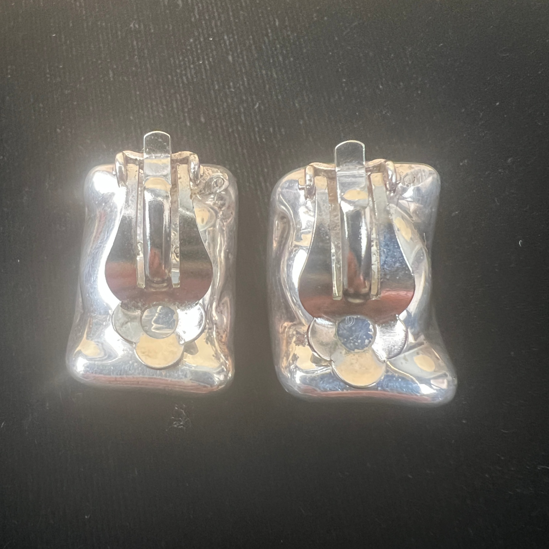 Bat Ami Sterling Silver Earrings Puffy Clip On Modernist  - image 3 of 6