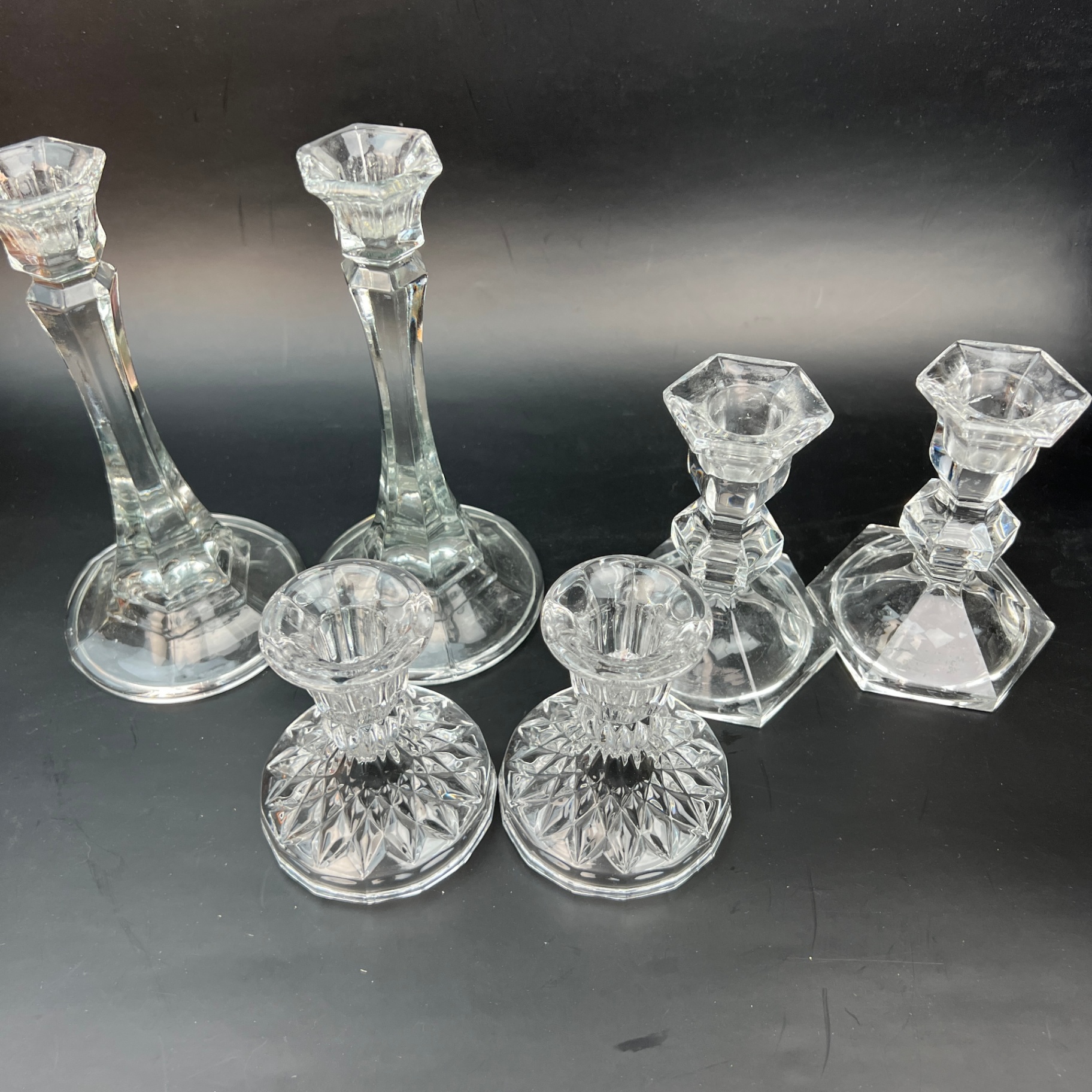 Threee Sets of Glass Candlestick Elegant Glass Lot Sparkly Decor - image 5 of 5
