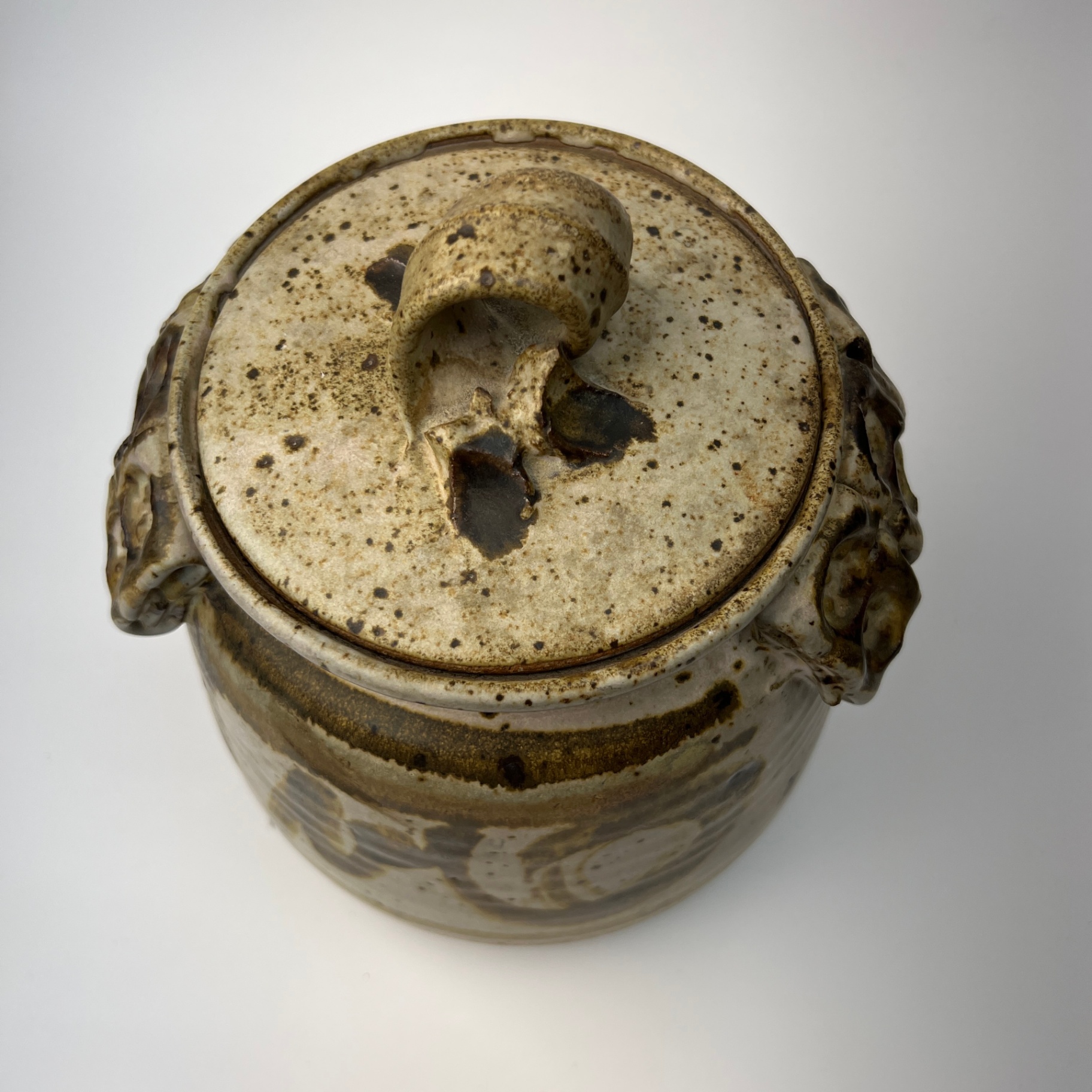 Large Brutalist Studio Pottery Ceramic Cookie Jar Earthy Handmade Ceramic - image 2 of 8