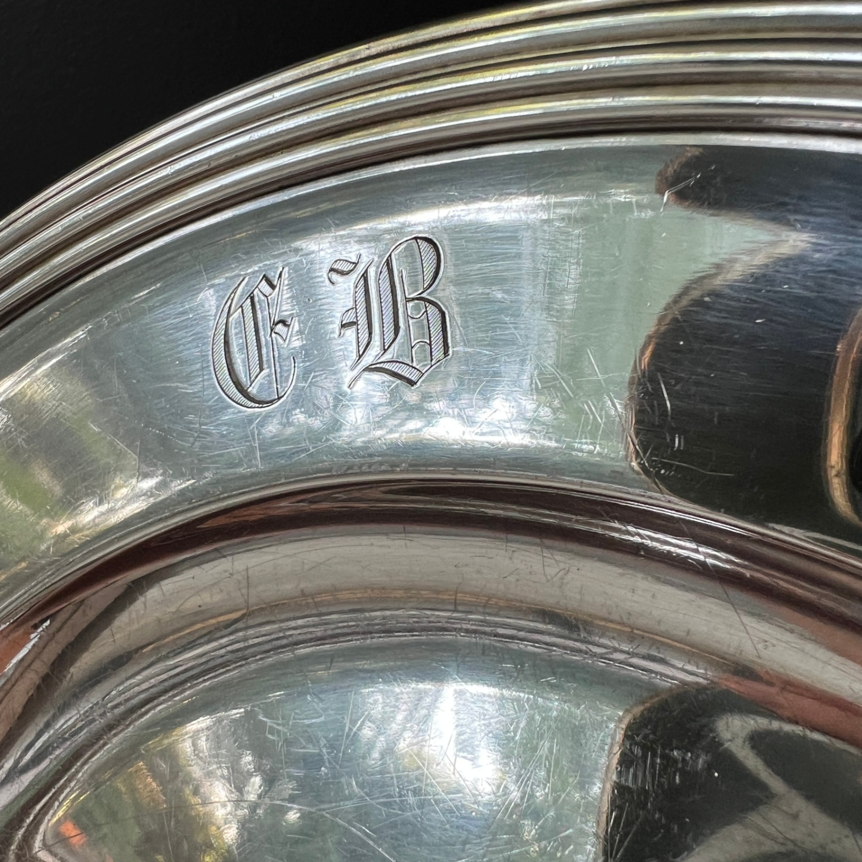 Christofle France Silver Plate Platter EB Monogram Stamped Heavy - image 2 of 9