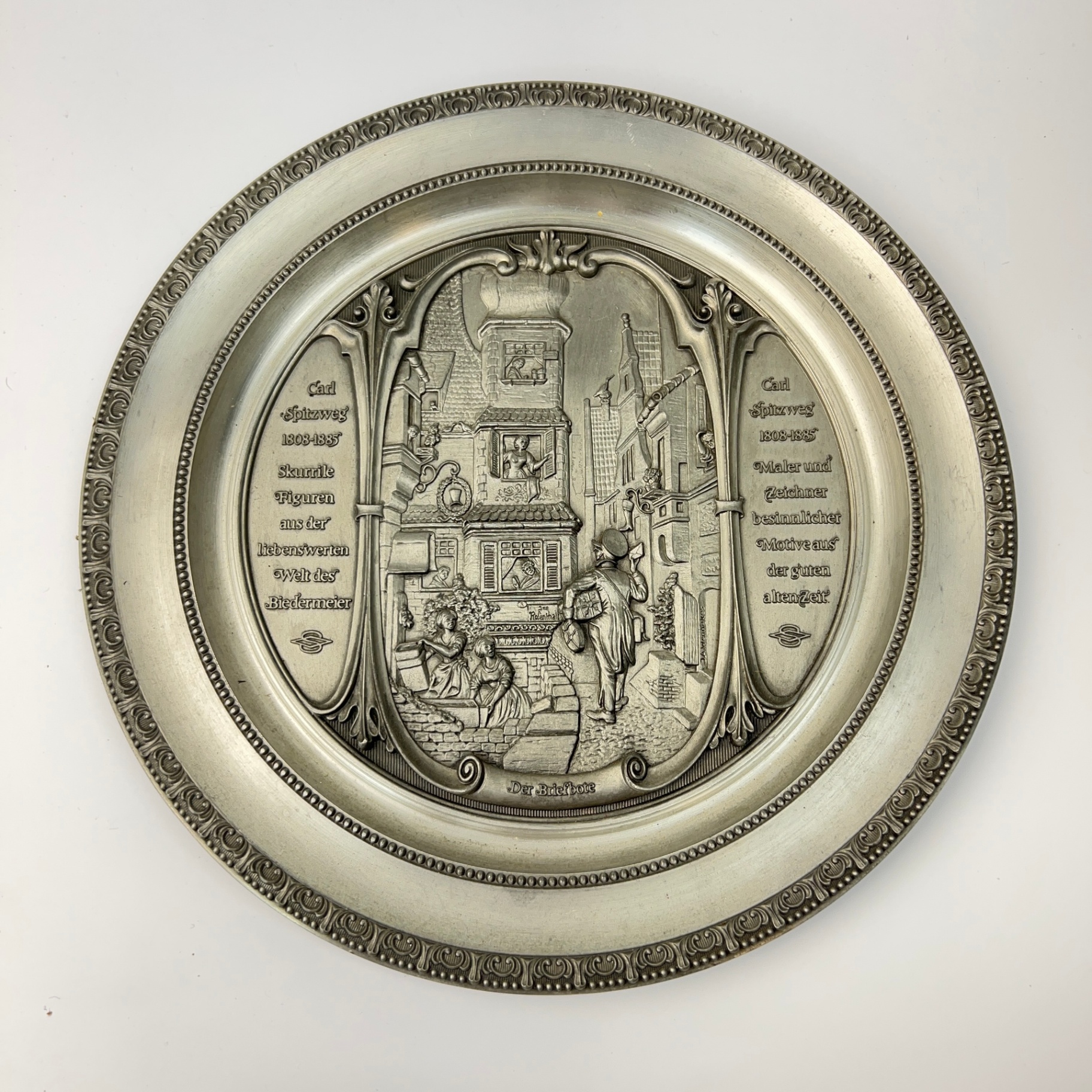 WMF Zinn Gesch Pewter The Postman Der Briefbote Pewter Plate 10 Inch Vintage - image 1 of 6