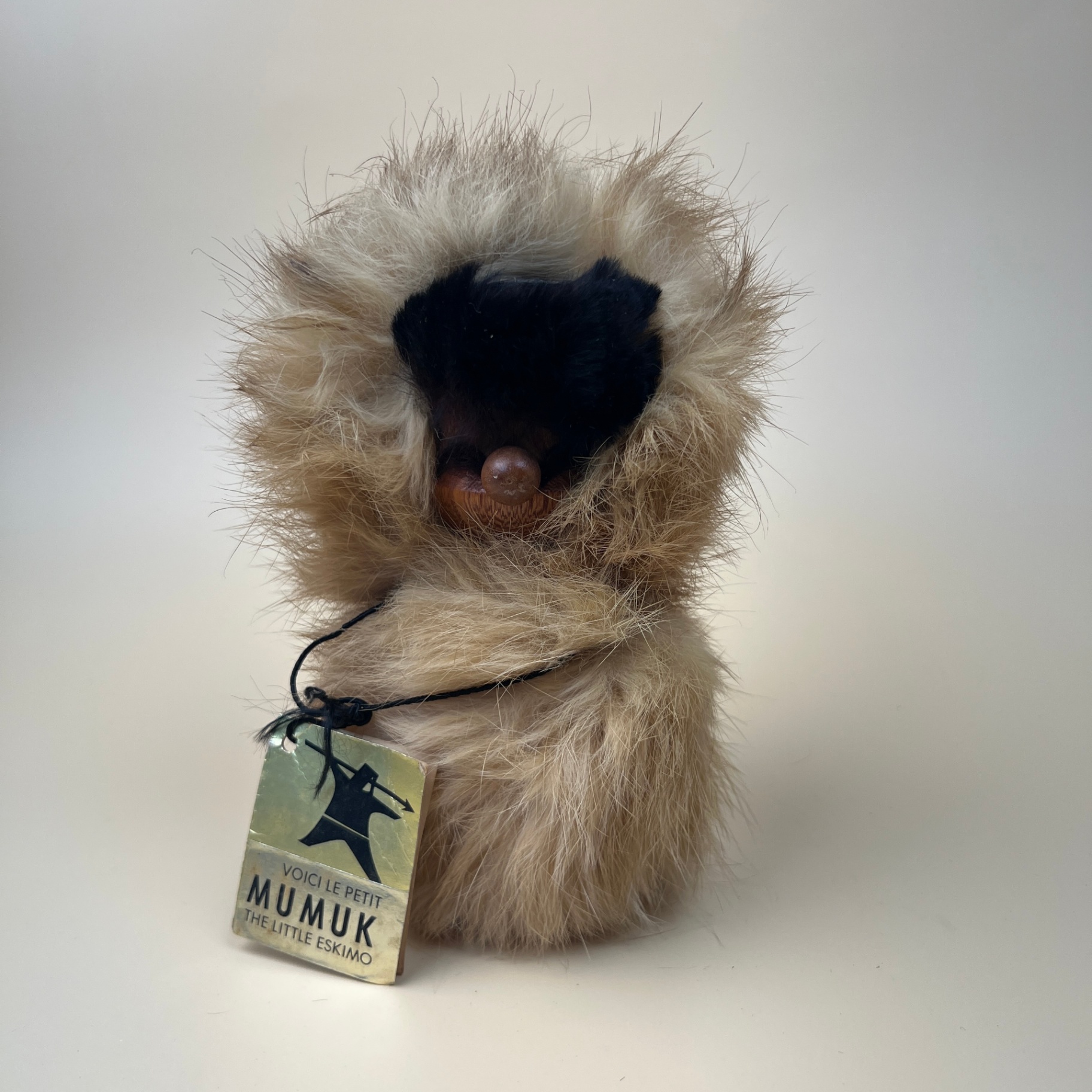 Vintage 60s Mumuk Doll Fur Inuit Teak Character MCM Canadian - image 1 of 7