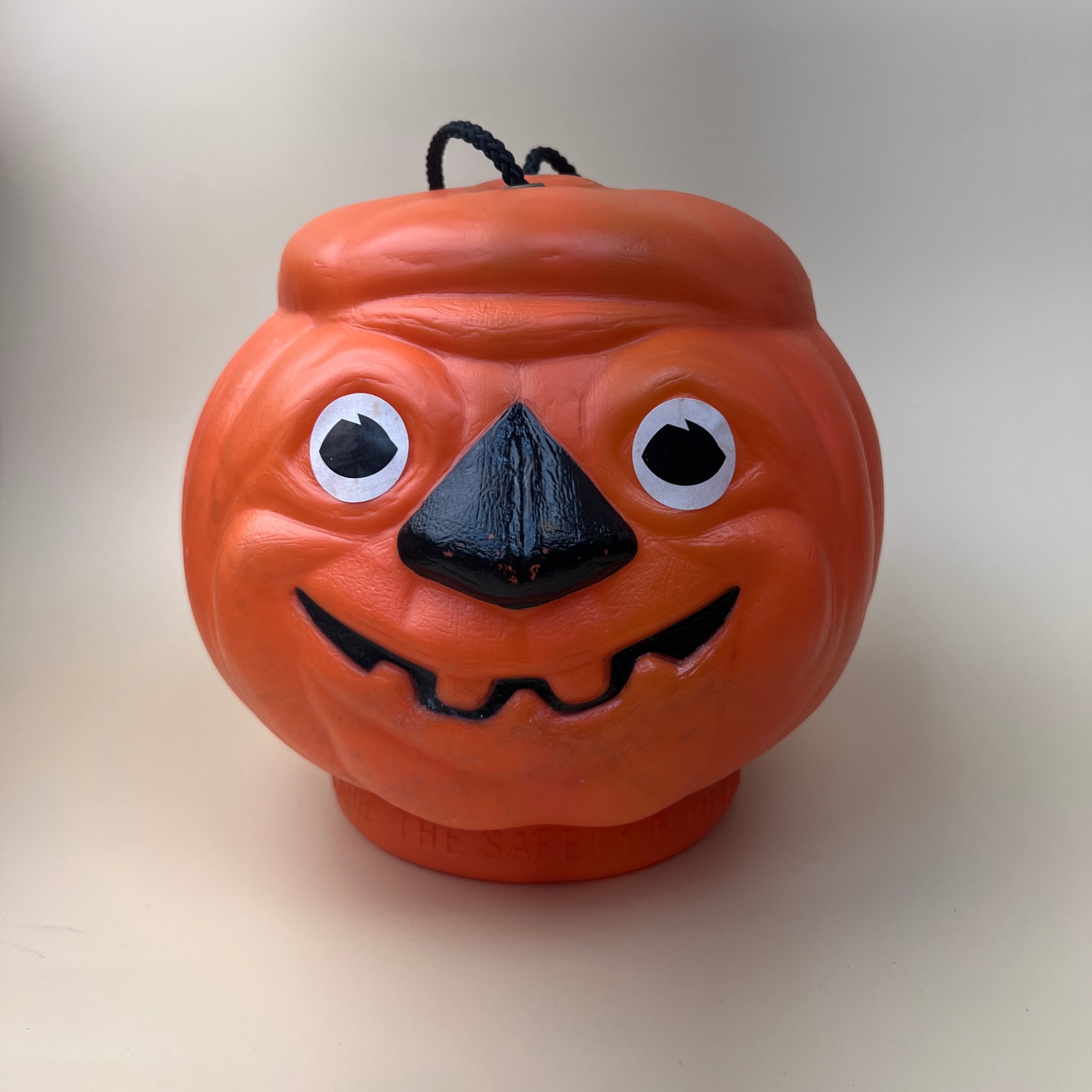 Vintage Halloween Blow Mold Herbie the Safety Pumpkin Candy Pail - image 1 of 7