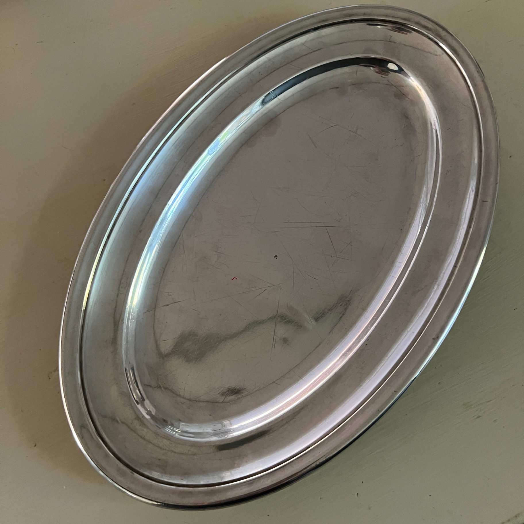 French Silver Plate Metal Blanc Oval Tray Vintage Heavy  - image 2 of 9