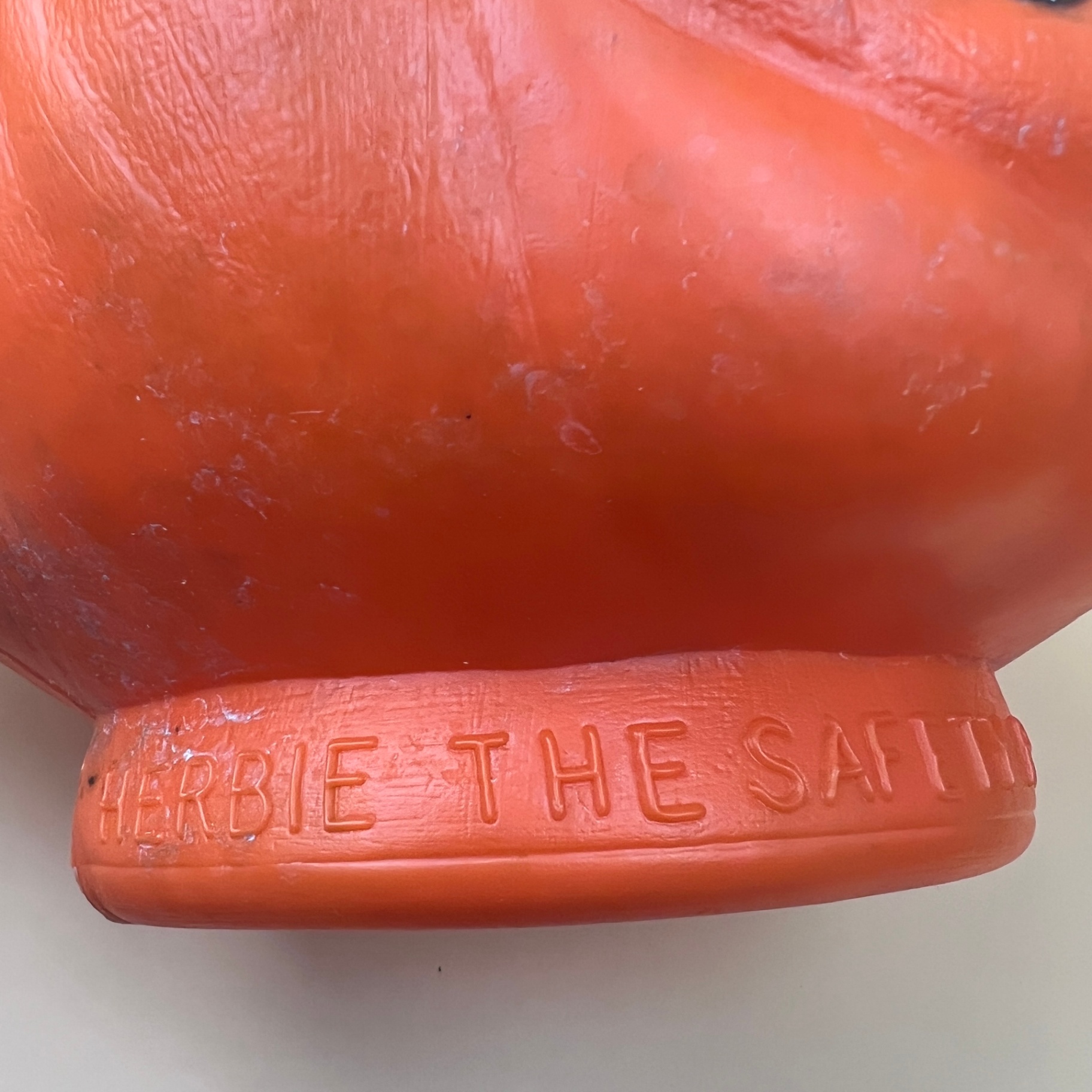 Vintage Halloween Blow Mold Herbie the Safety Pumpkin Candy Pail - image 5 of 7