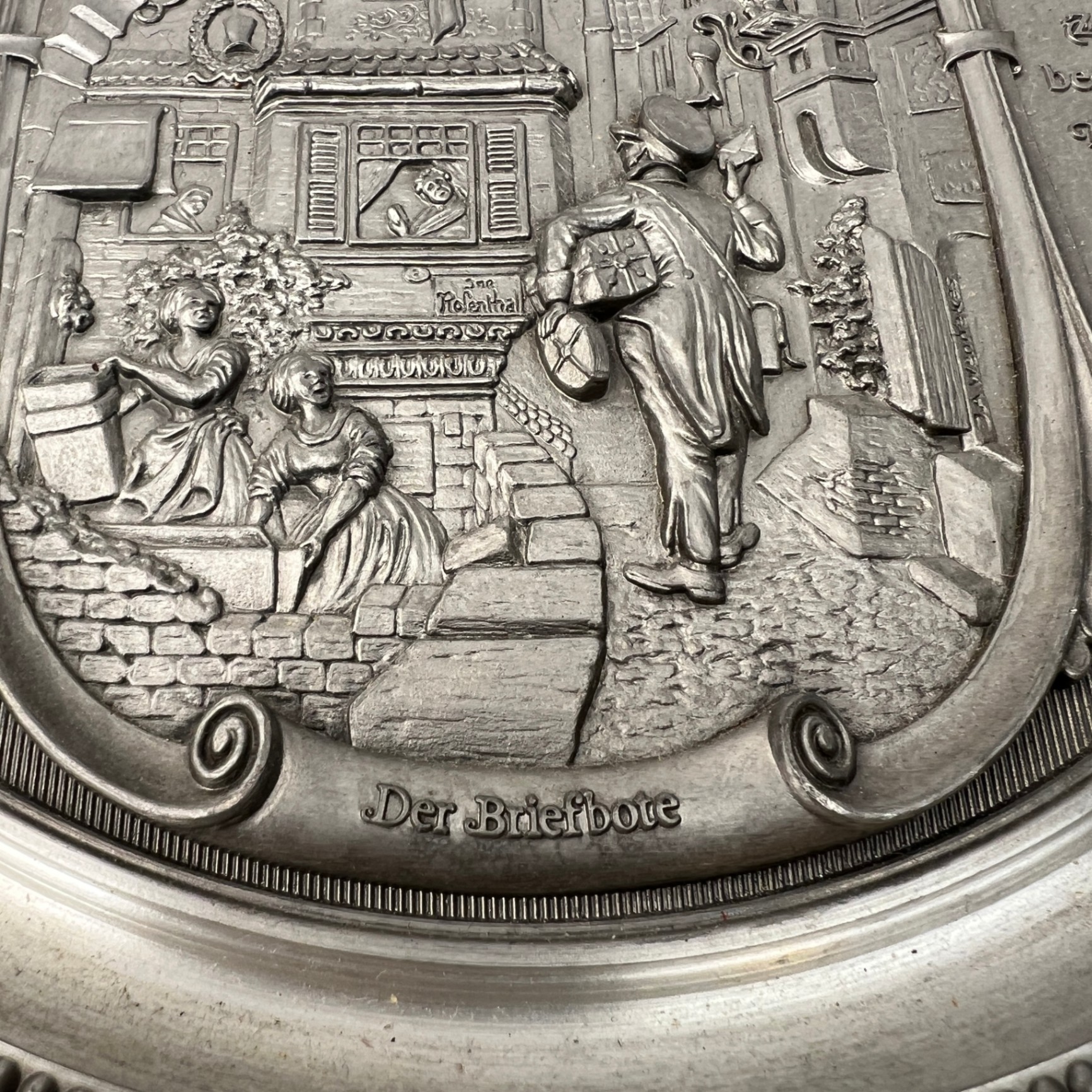 WMF Zinn Gesch Pewter The Postman Der Briefbote Pewter Plate 10 Inch Vintage - image 2 of 6