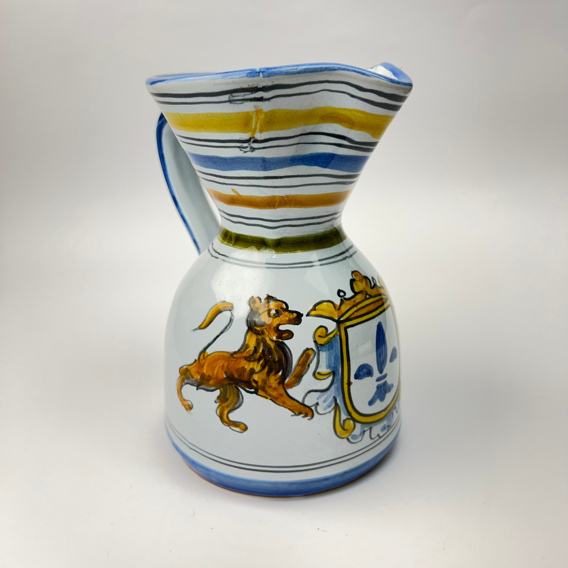 Talavera Spain Jug Wine Pitcher Vase Lions France Quimper French Provincial - image 1 of 7
