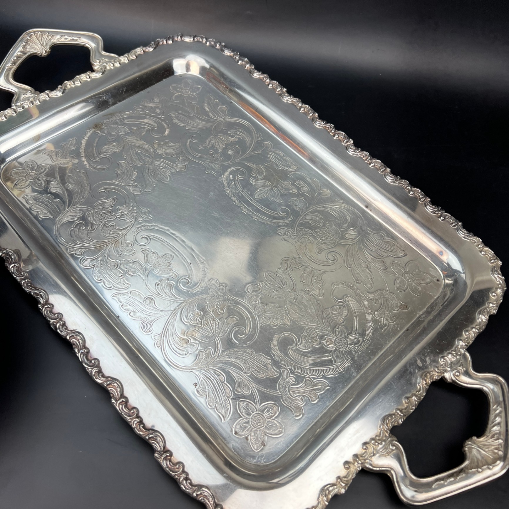 Silver Plate Mixed Tea Set Various Makers Tray Teapot Cream Sugar - image 4 of 7