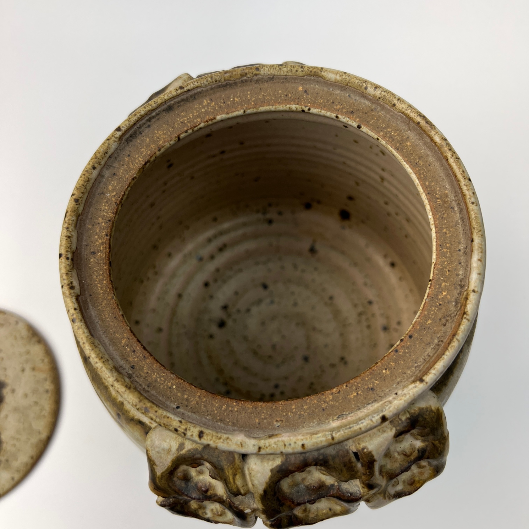 Large Brutalist Studio Pottery Ceramic Cookie Jar Earthy Handmade Ceramic - image 7 of 8