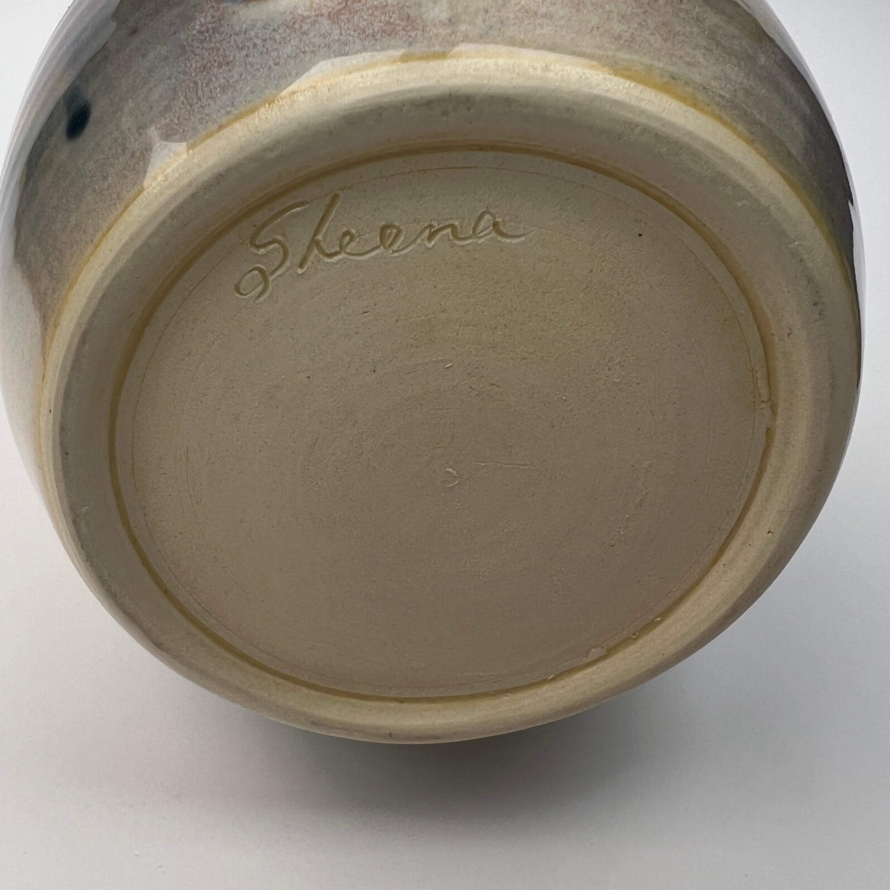 Large Studio Pottery Jug or Vase Signed Sheena Pastel Colours - image 6 of 6