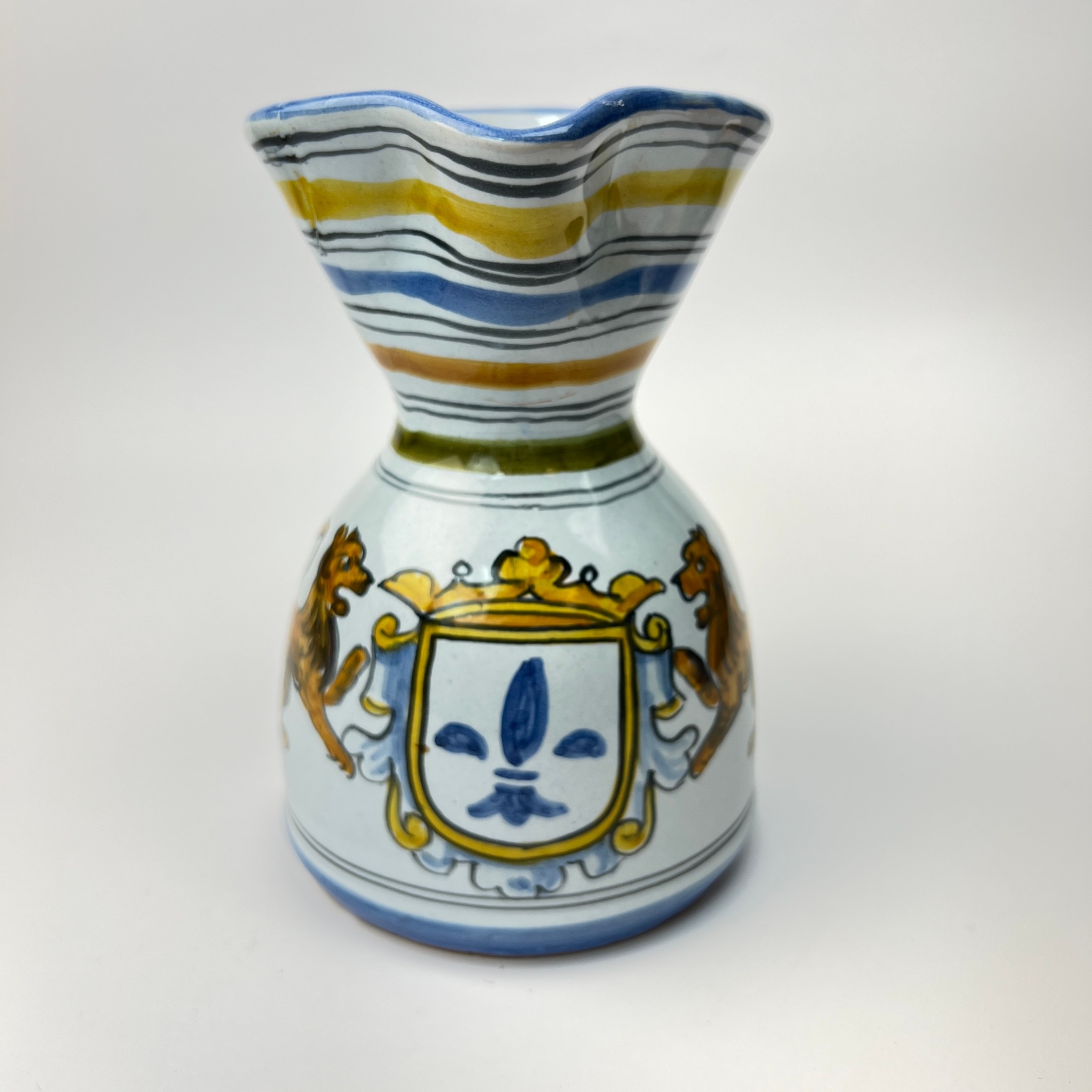 Talavera Spain Jug Wine Pitcher Vase Lions France Quimper French Provincial - image 4 of 7