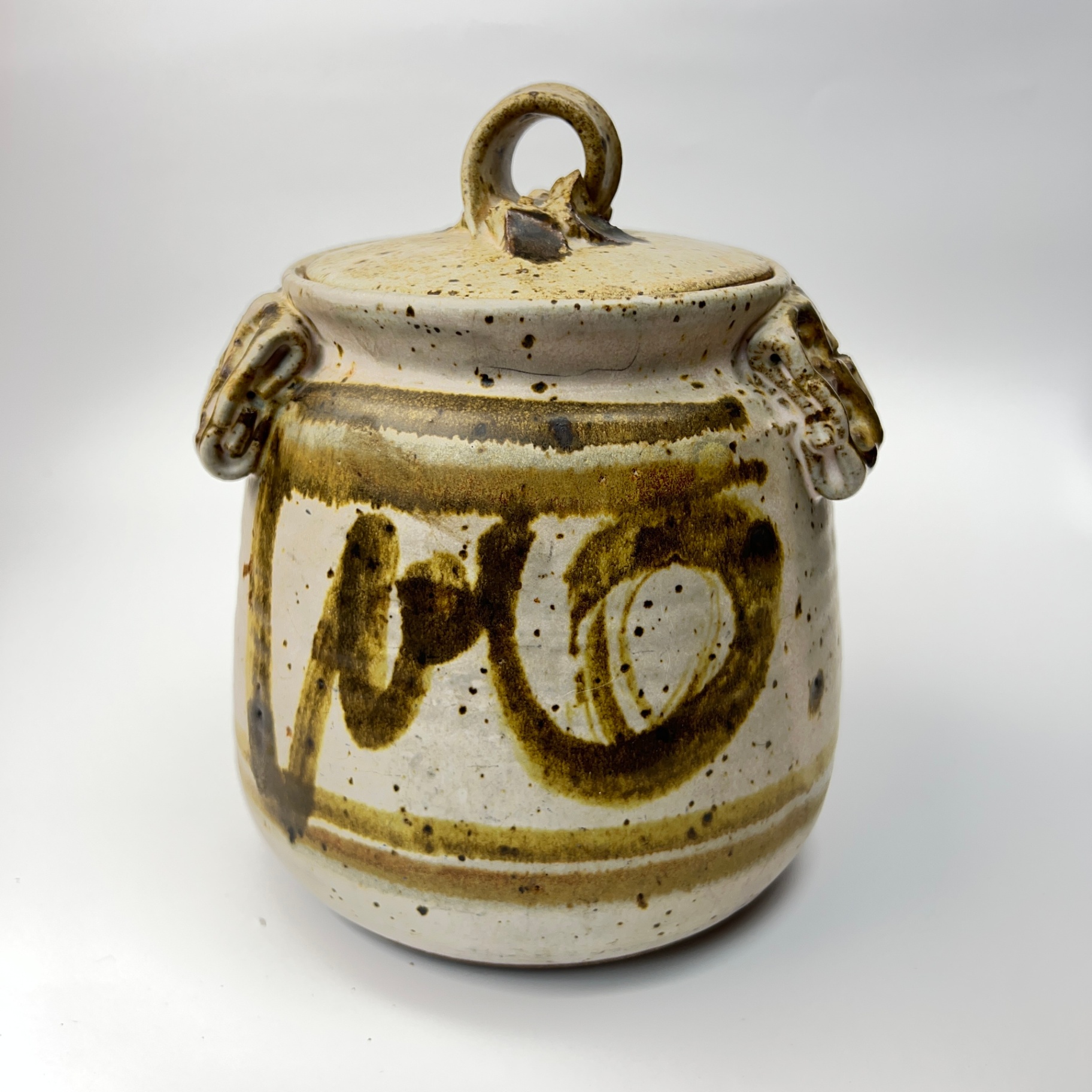 Large Brutalist Studio Pottery Ceramic Cookie Jar Earthy Handmade Ceramic - image 1 of 8