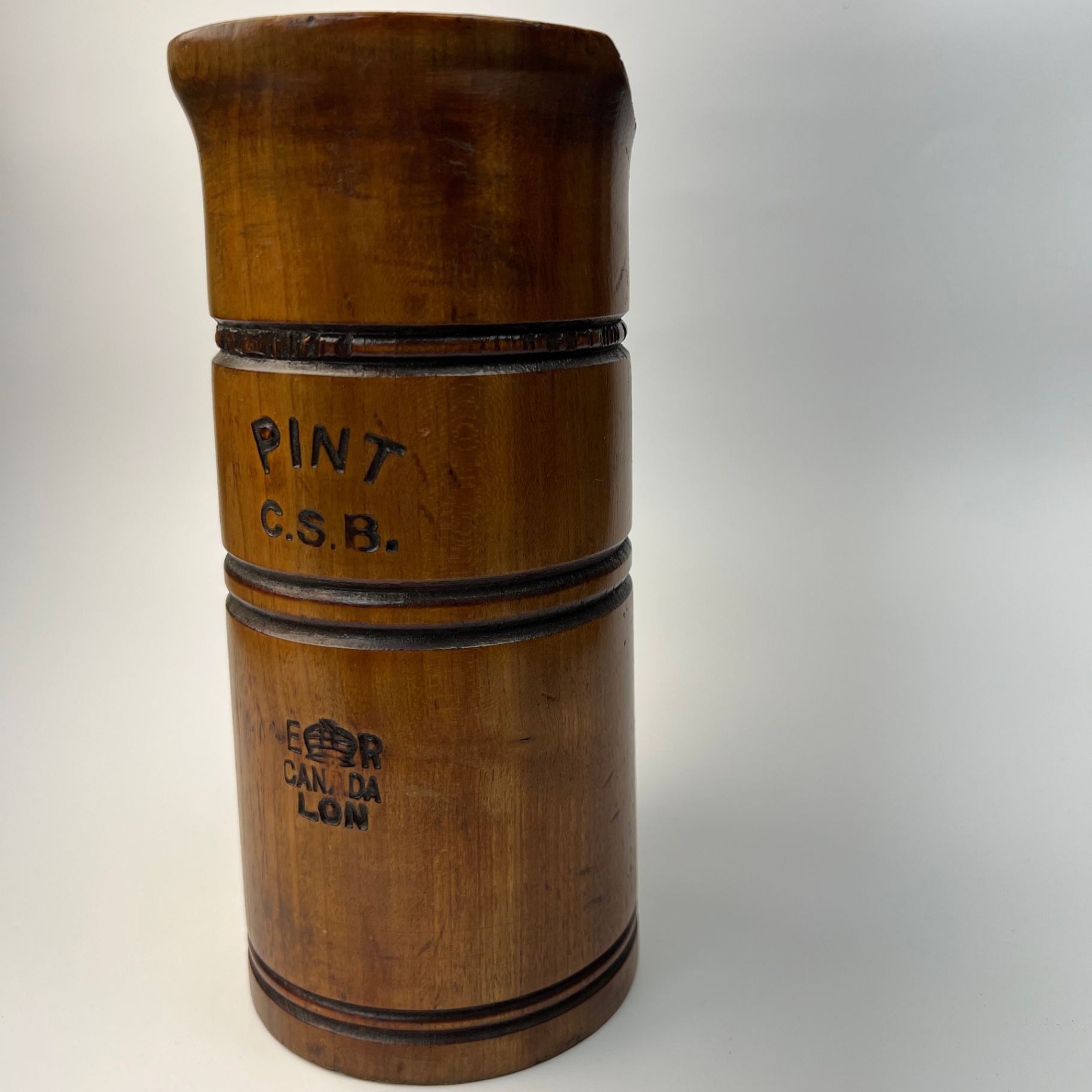Vintage Canadian Spool and Bobbin Walkerton Wooden Pint Mug Vase Rustic Decor - image 3 of 8