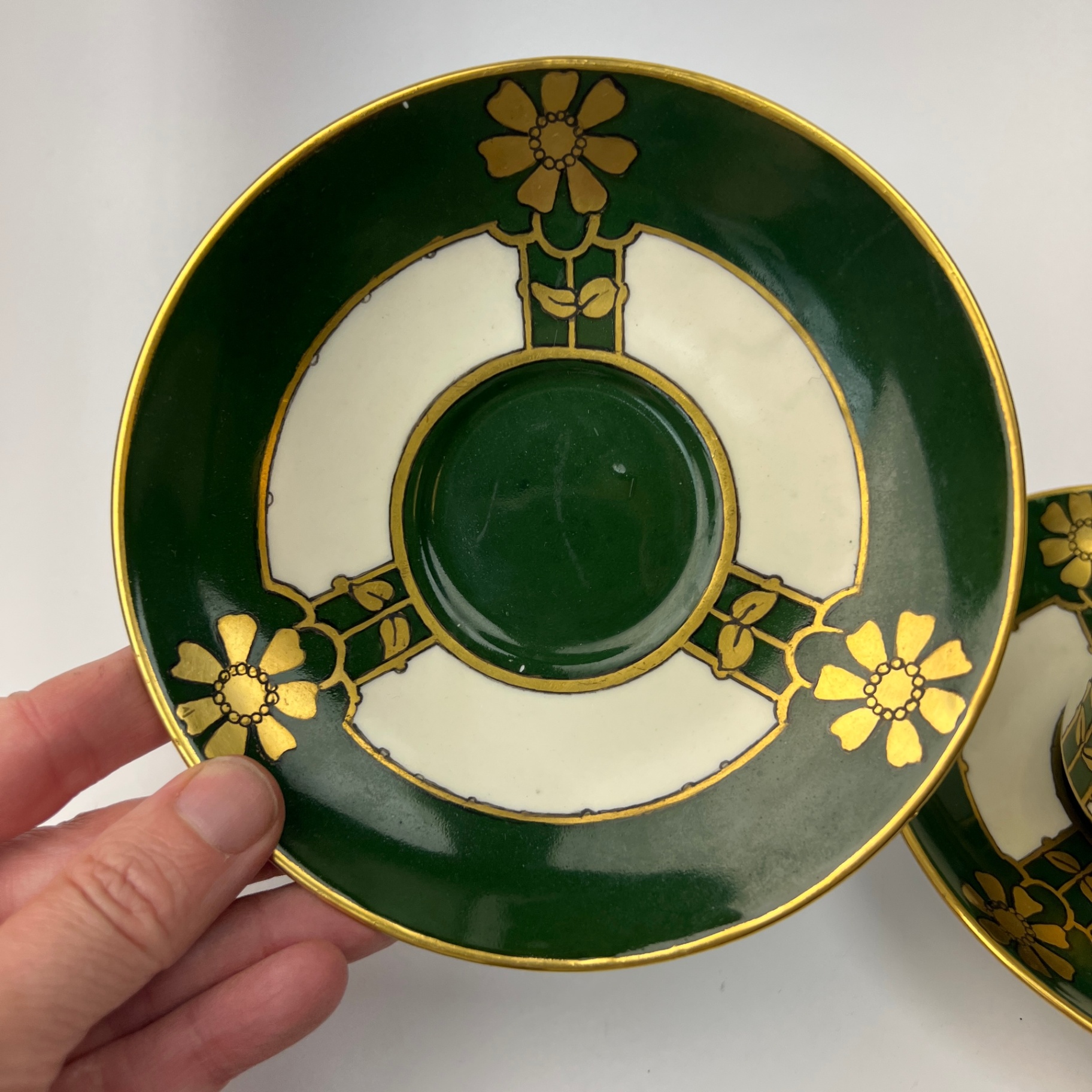 Colclough Irish Themed Hand Painted Teacups and Saucers Green and Gold - image 4 of 10