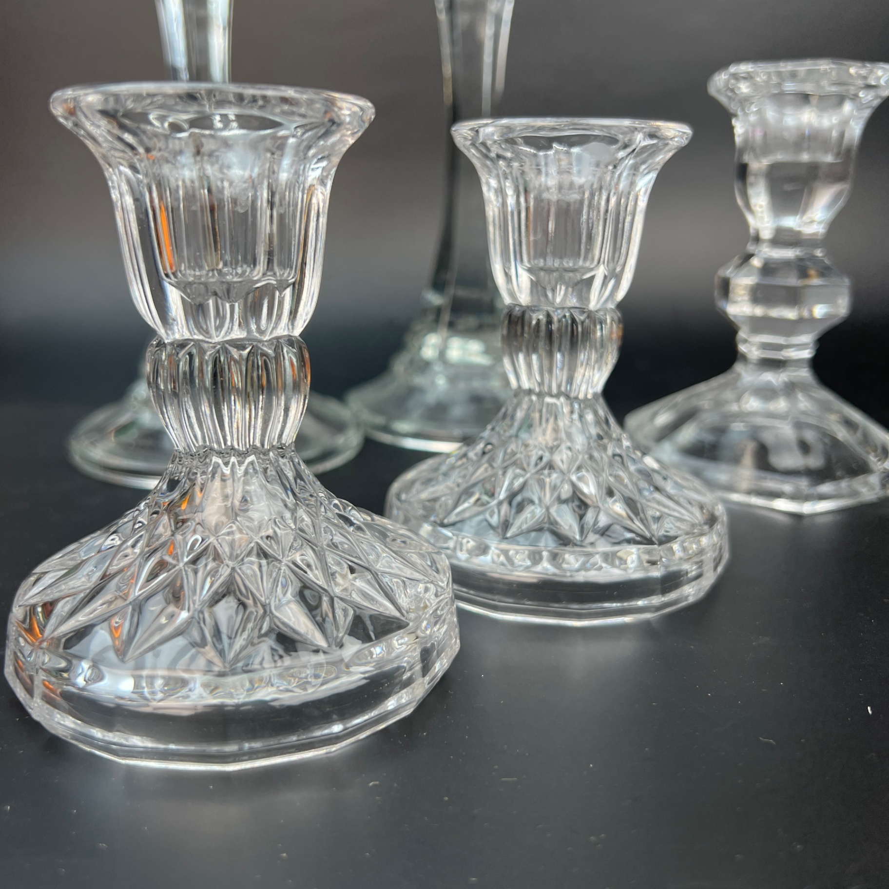 Threee Sets of Glass Candlestick Elegant Glass Lot Sparkly Decor - image 2 of 5