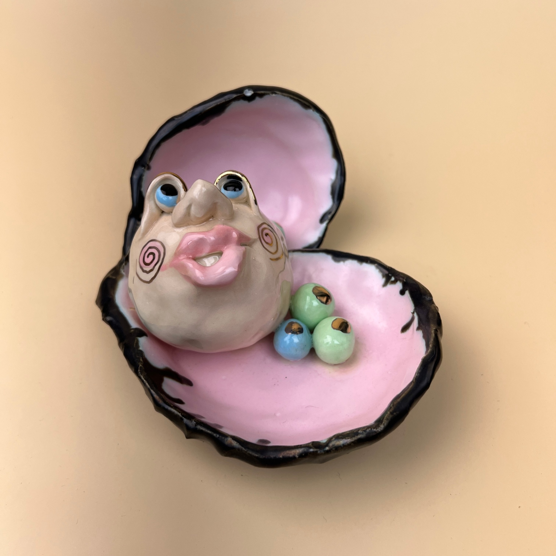 Lorie Schinko Canadian Ceramic Artist Sexy Oyster Clam Figure Whimsical - image 1 of 7