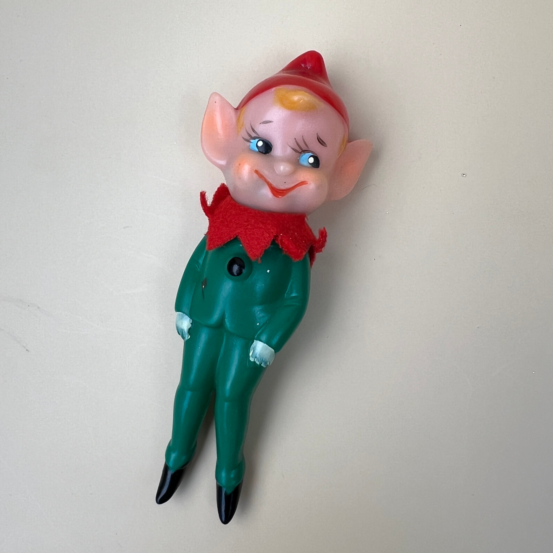 Vintage Christmas Lot Glass Bells and Rubber Pixie Elf Japan - image 4 of 8
