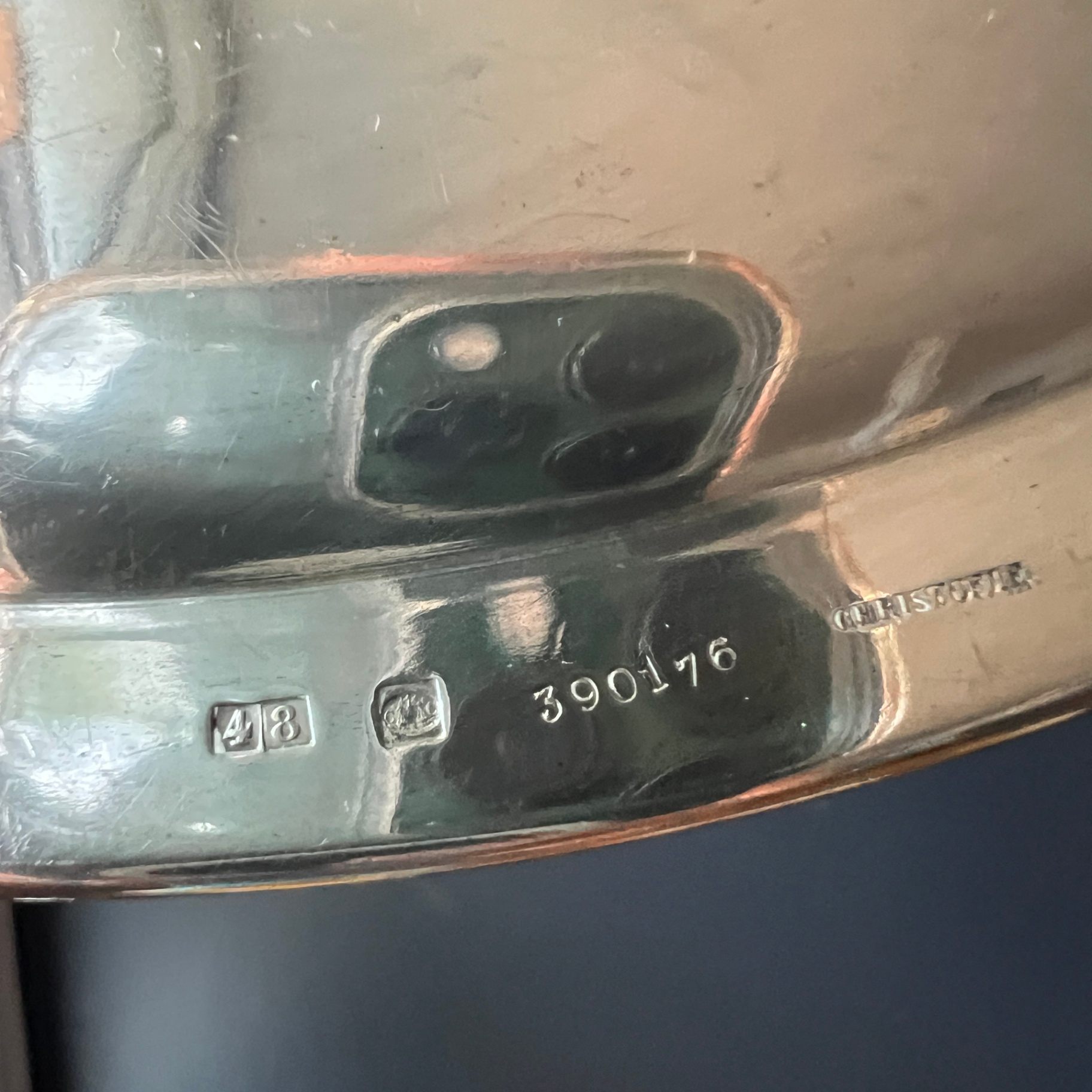 Christofle France Silver Plate Platter EB Monogram Stamped Heavy - image 5 of 9