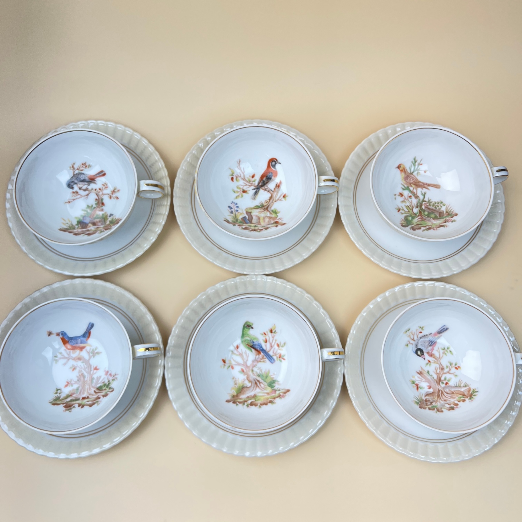 Bernardaud & Co Limoges Fine Porcelain Teacup Set Bird Species 1700s Design - image 1 of 13