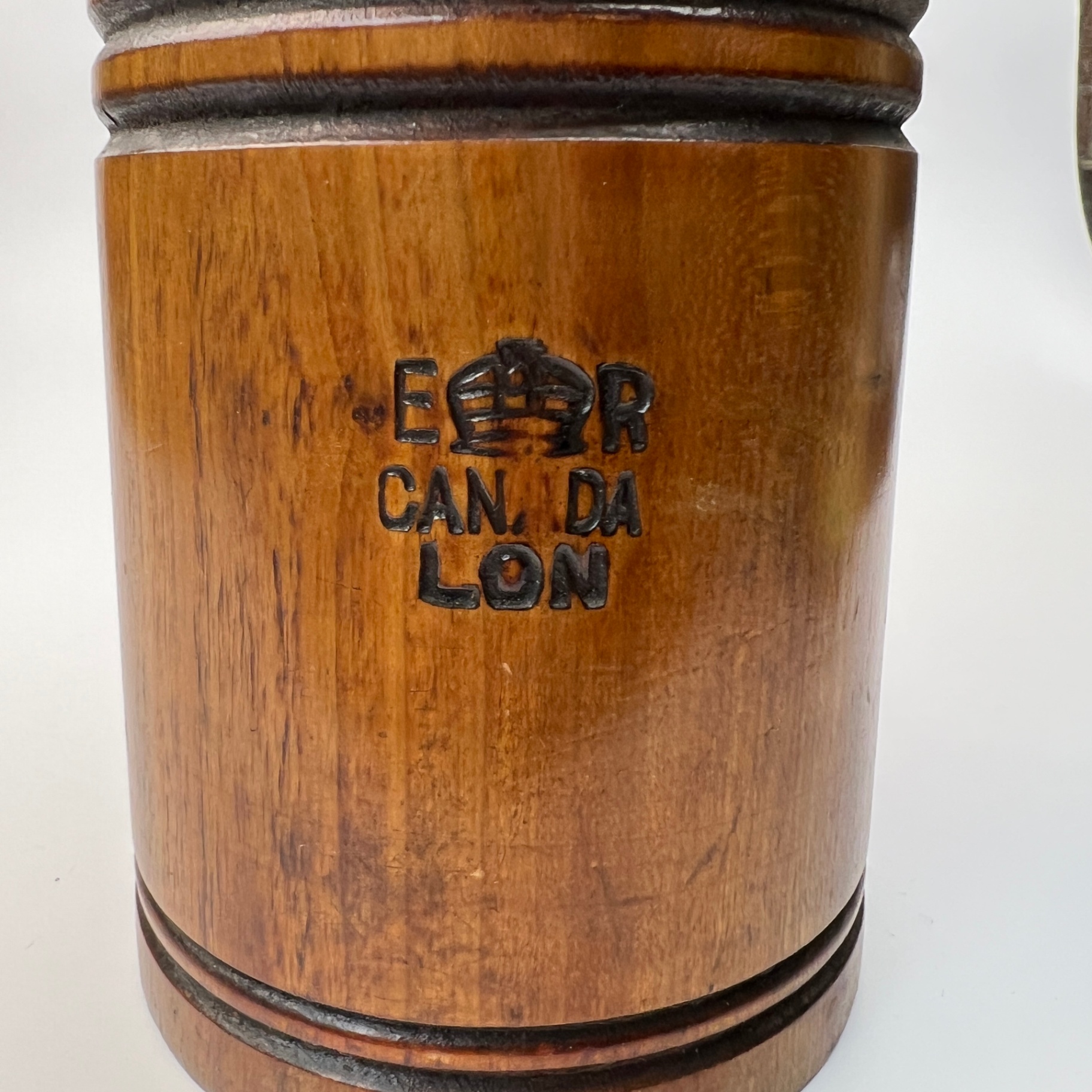 Vintage Canadian Spool and Bobbin Walkerton Wooden Pint Mug Vase Rustic Decor - image 8 of 8