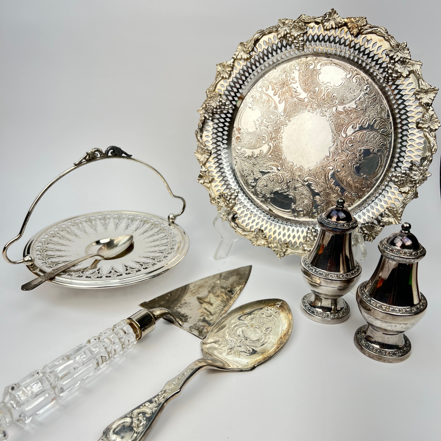 Silver Plate Accessories Fancy Table Scaping Serving Utensils Dishes Shakers - image 2 of 5