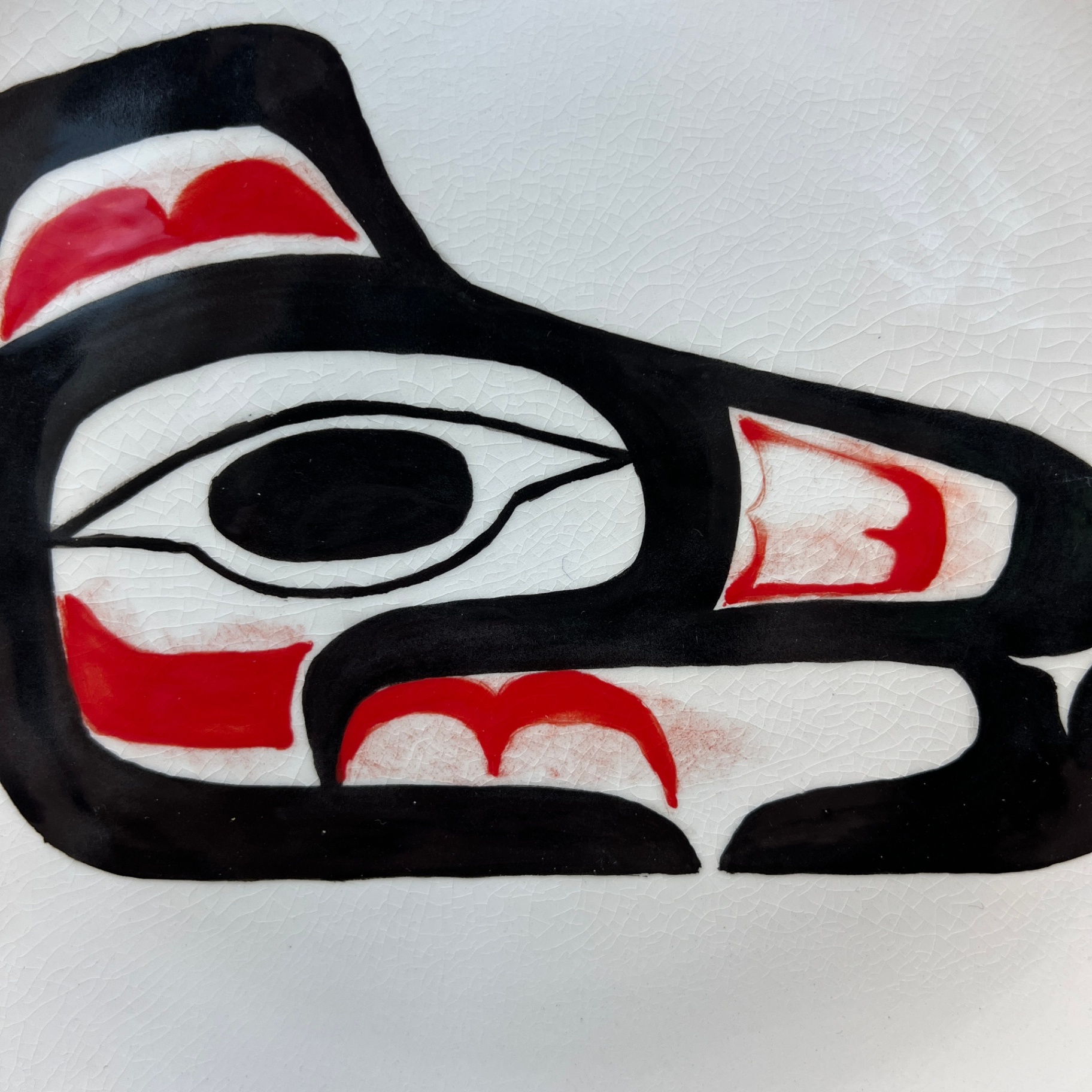 Hand Painted Signed Haida Plate Northwest Coast Ceramic Wall Hanging - image 2 of 6