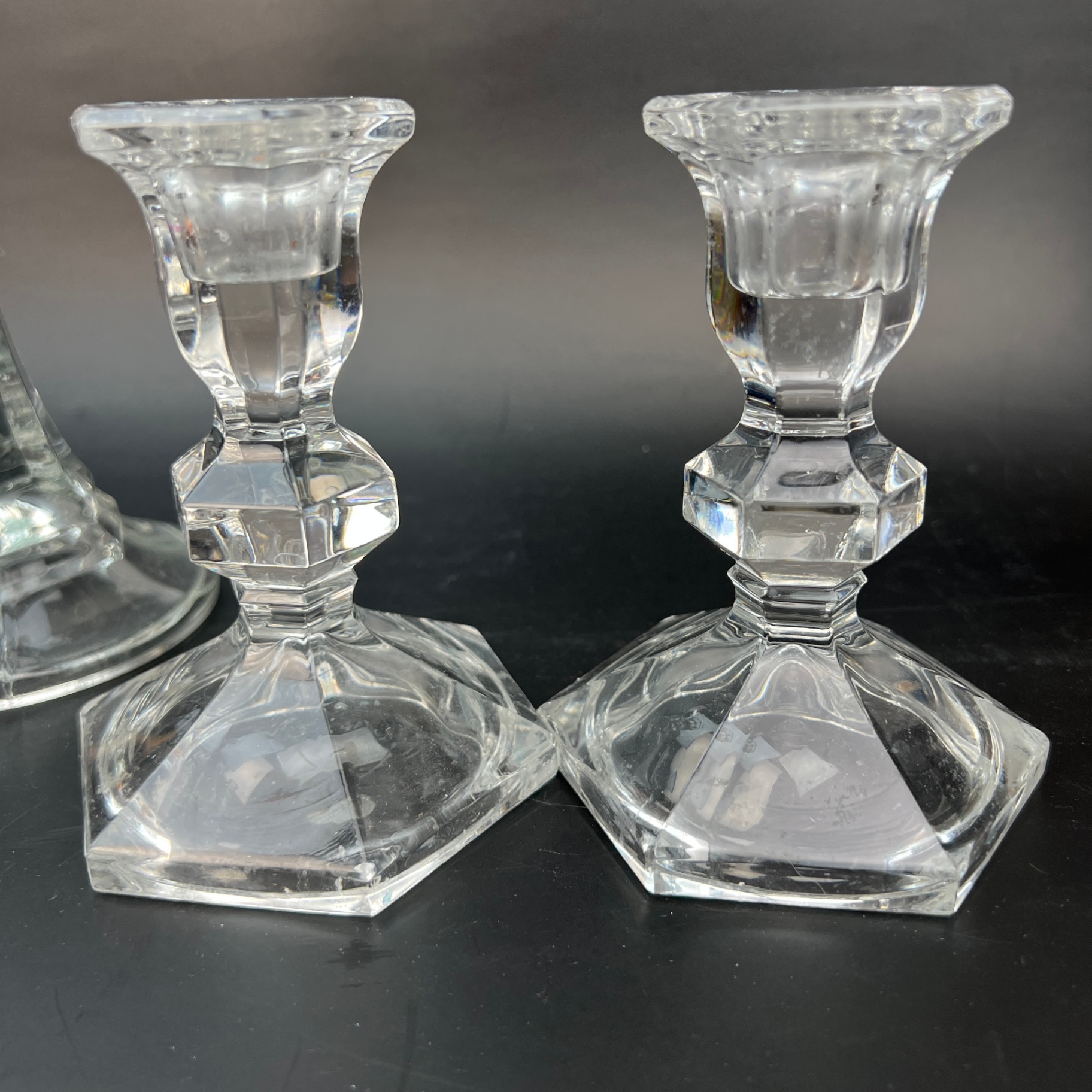Threee Sets of Glass Candlestick Elegant Glass Lot Sparkly Decor - image 3 of 5