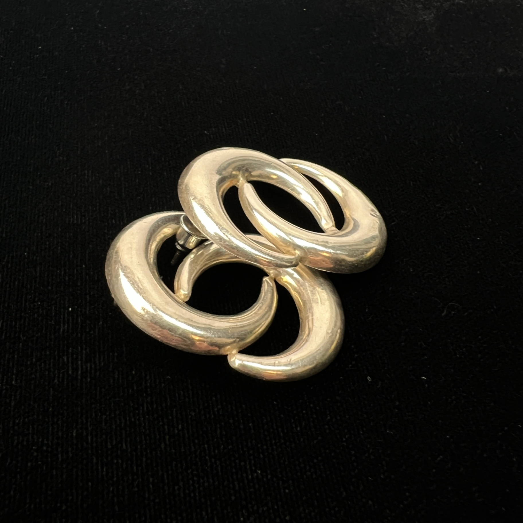 Vintage Signed Sterling Silver Earrings ND 925 Modernist Celestial Moons - image 5 of 5