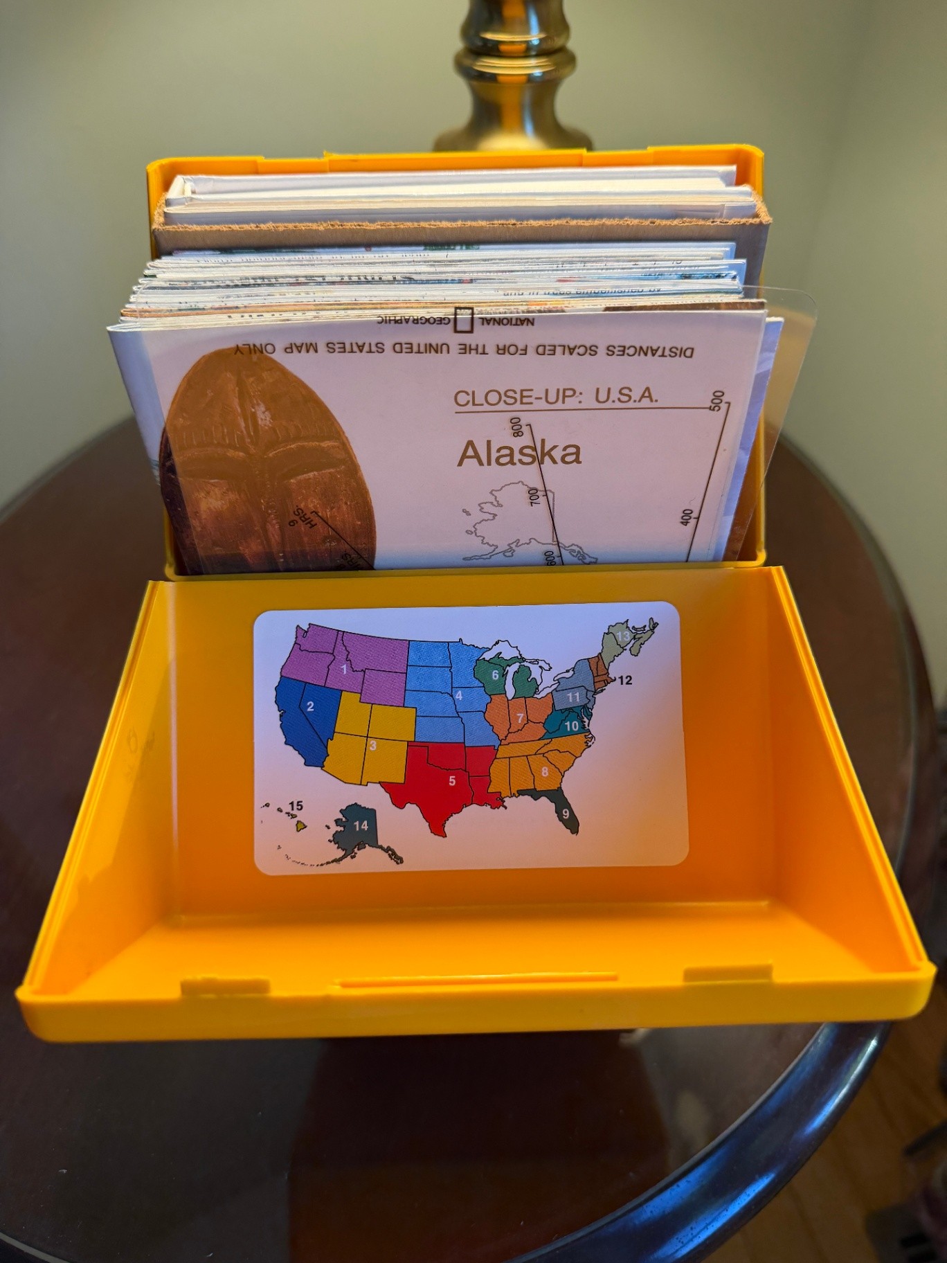 Vintage Yellow National Geographic USA Map Flashcard Game - image 3 of 3