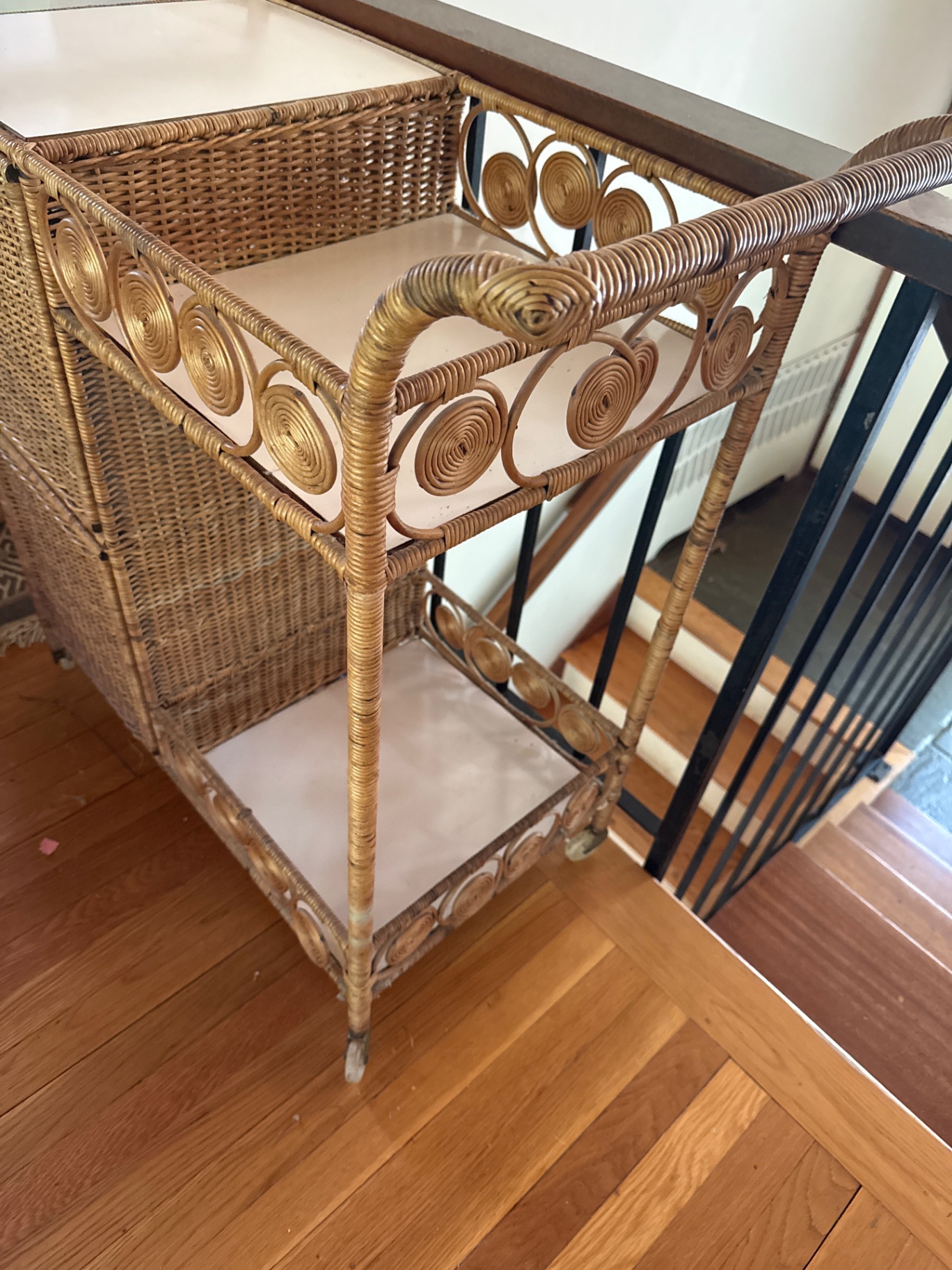 Wicker Bar Cart with Shelves - image 2 of 3
