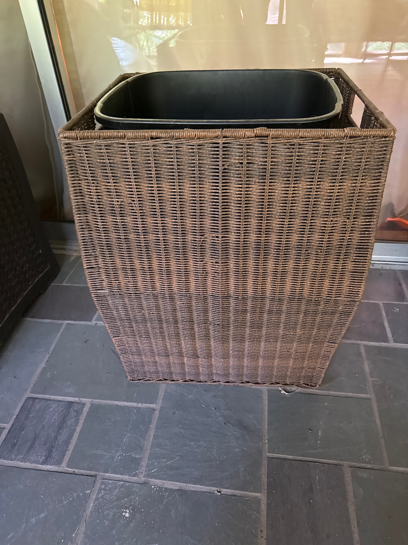 Rectangular wicker basket with plastic liner - image 1 of 2