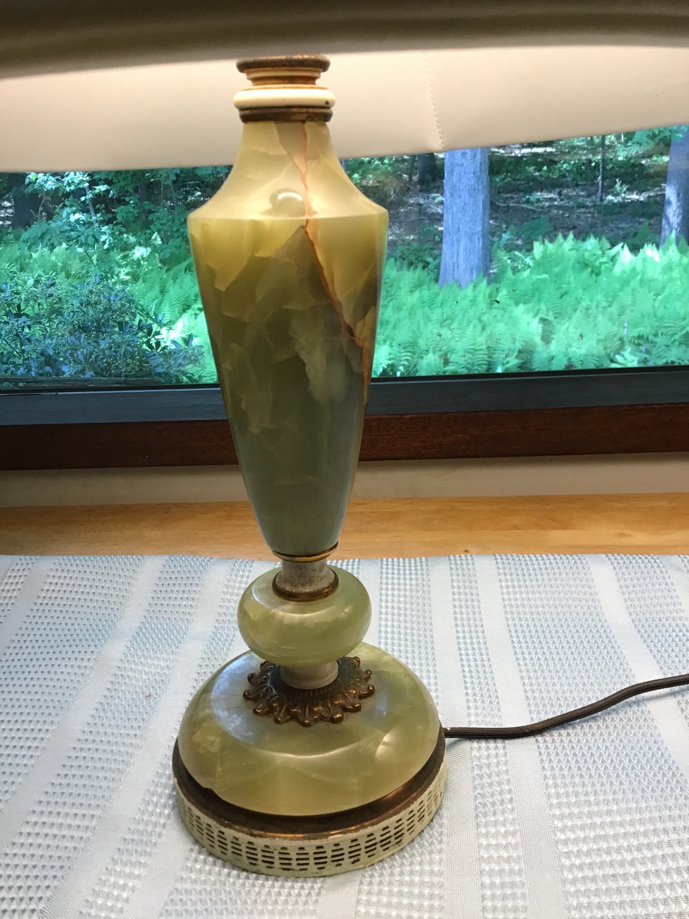 Pair of green marble-style table lamps - image 2 of 3