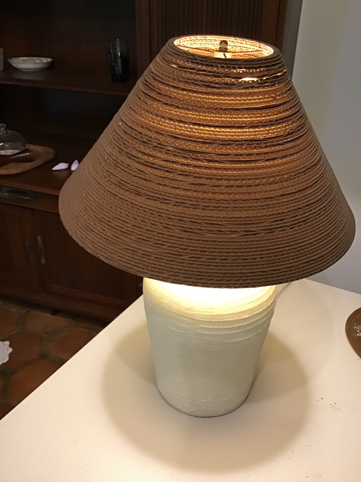 Table lamp with woven shade - image 1 of 2