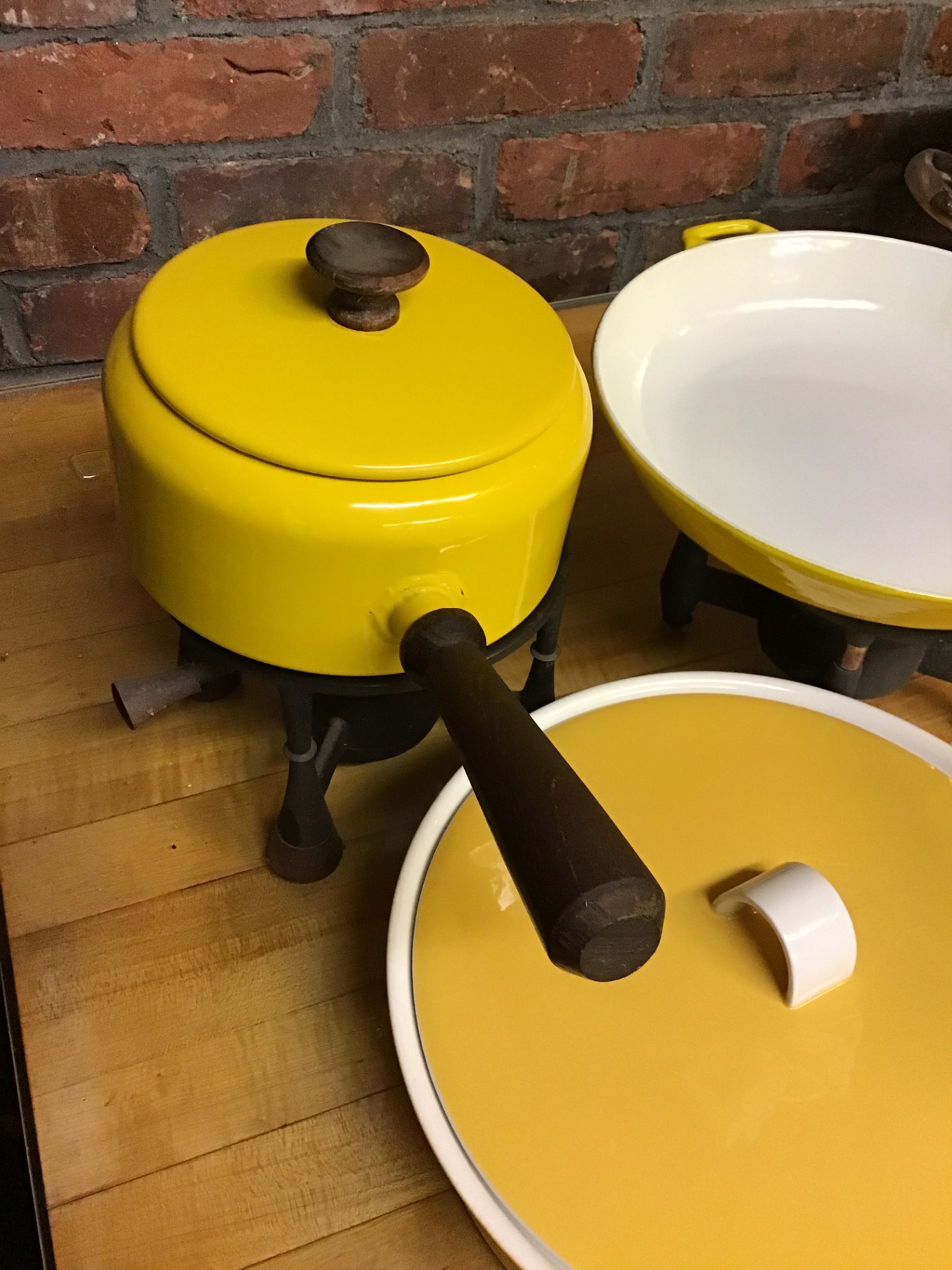 Yellow enamel kitchen cookware and fondue set - image 2 of 3