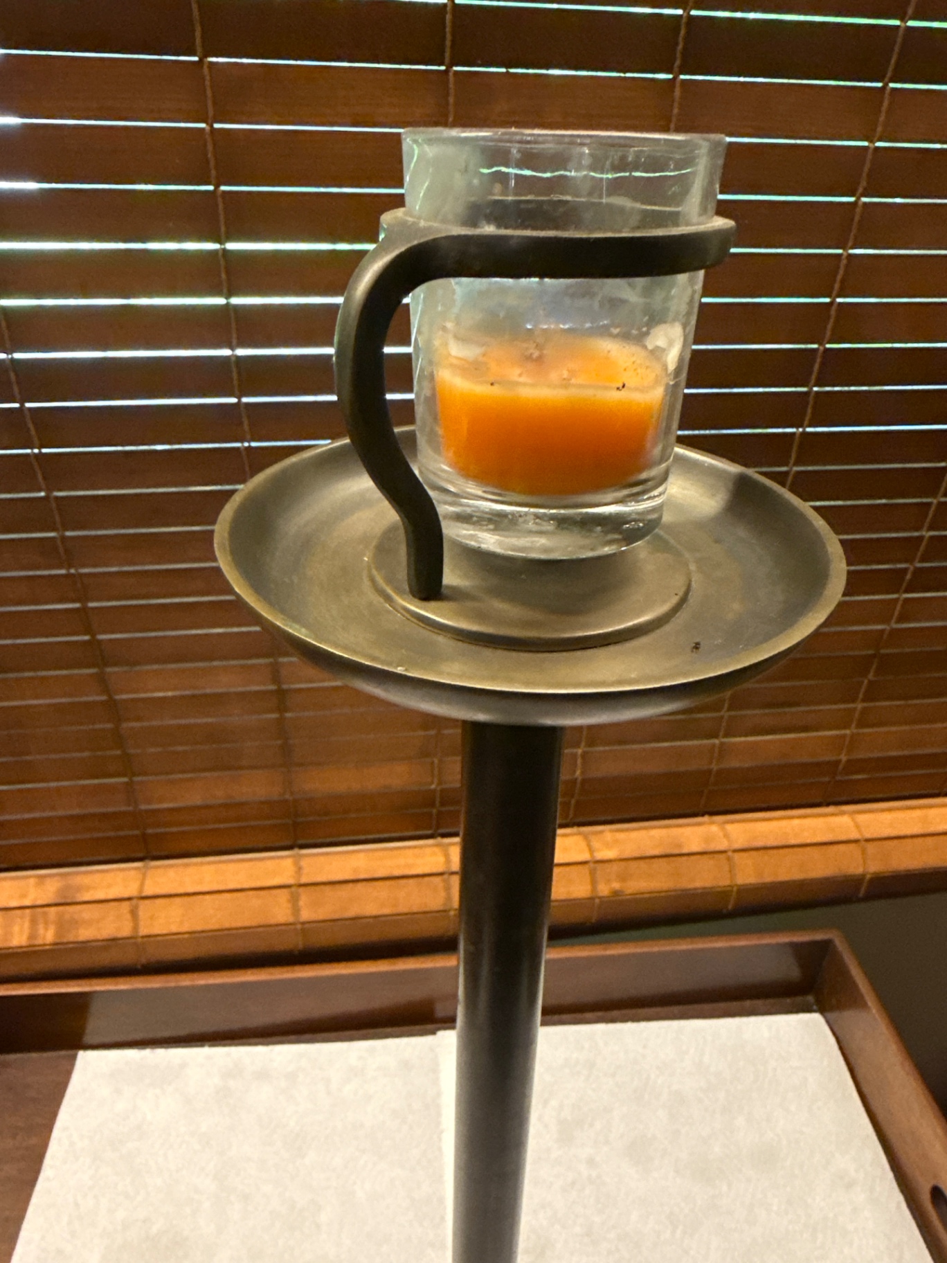 Tall metal candle holder with glass hurricane - image 3 of 3