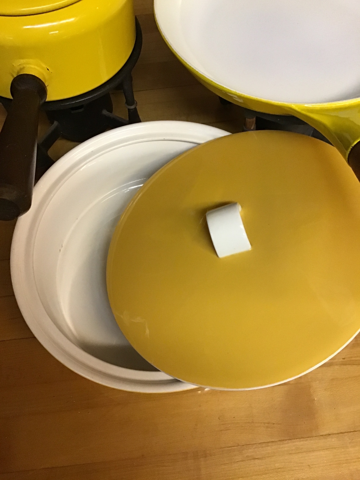 Yellow enamel kitchen cookware and fondue set - image 3 of 3