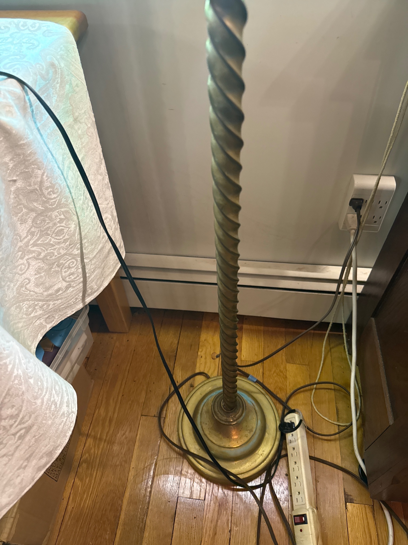 Brass floor lamp with frosted glass shade - image 3 of 3