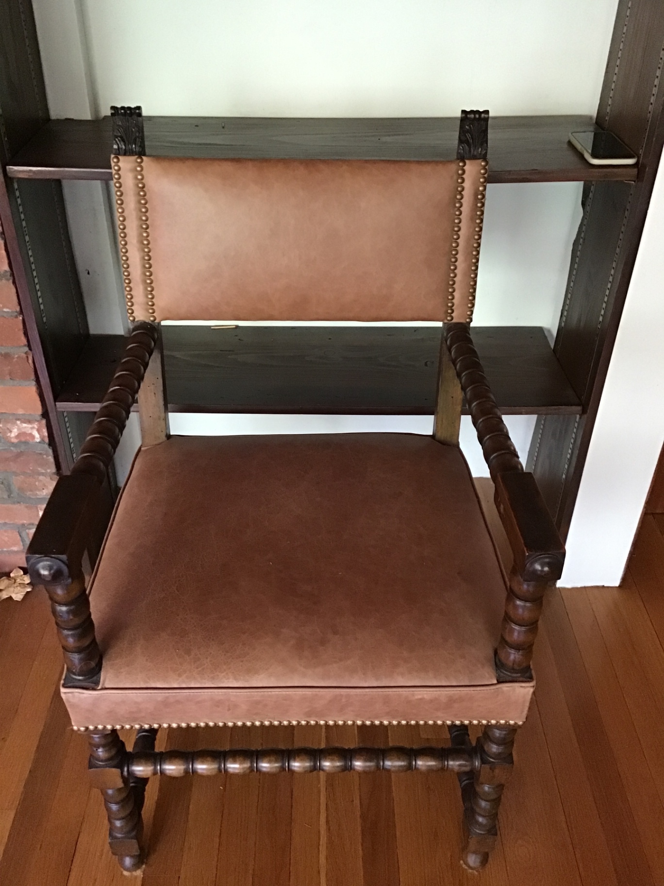 Vintage leather-armchair with dark wood minimum bid $500 - image 1 of 3