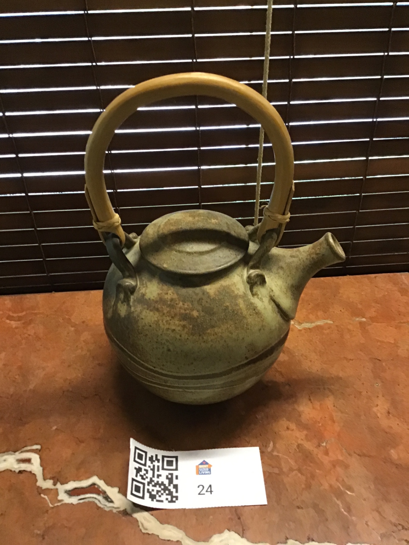 Stoneware Kettle with Bamboo Handle - image 1 of 3